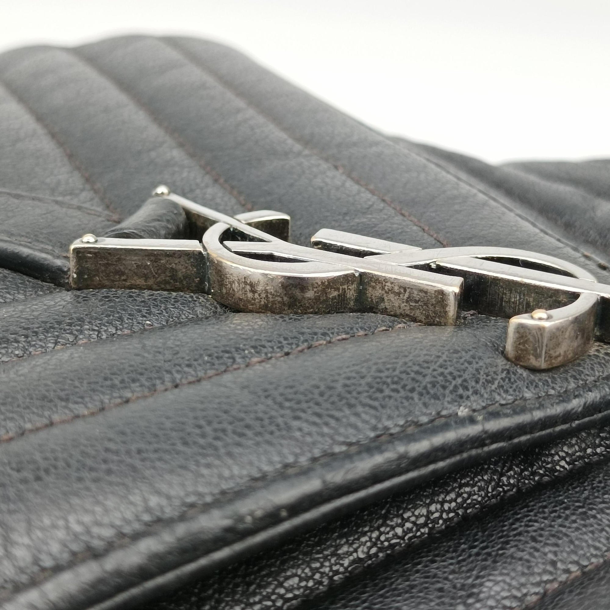 Vintage Yves Saint Laurent COLLEGE Black Leather 428056 shoulderbag | stylenewstar