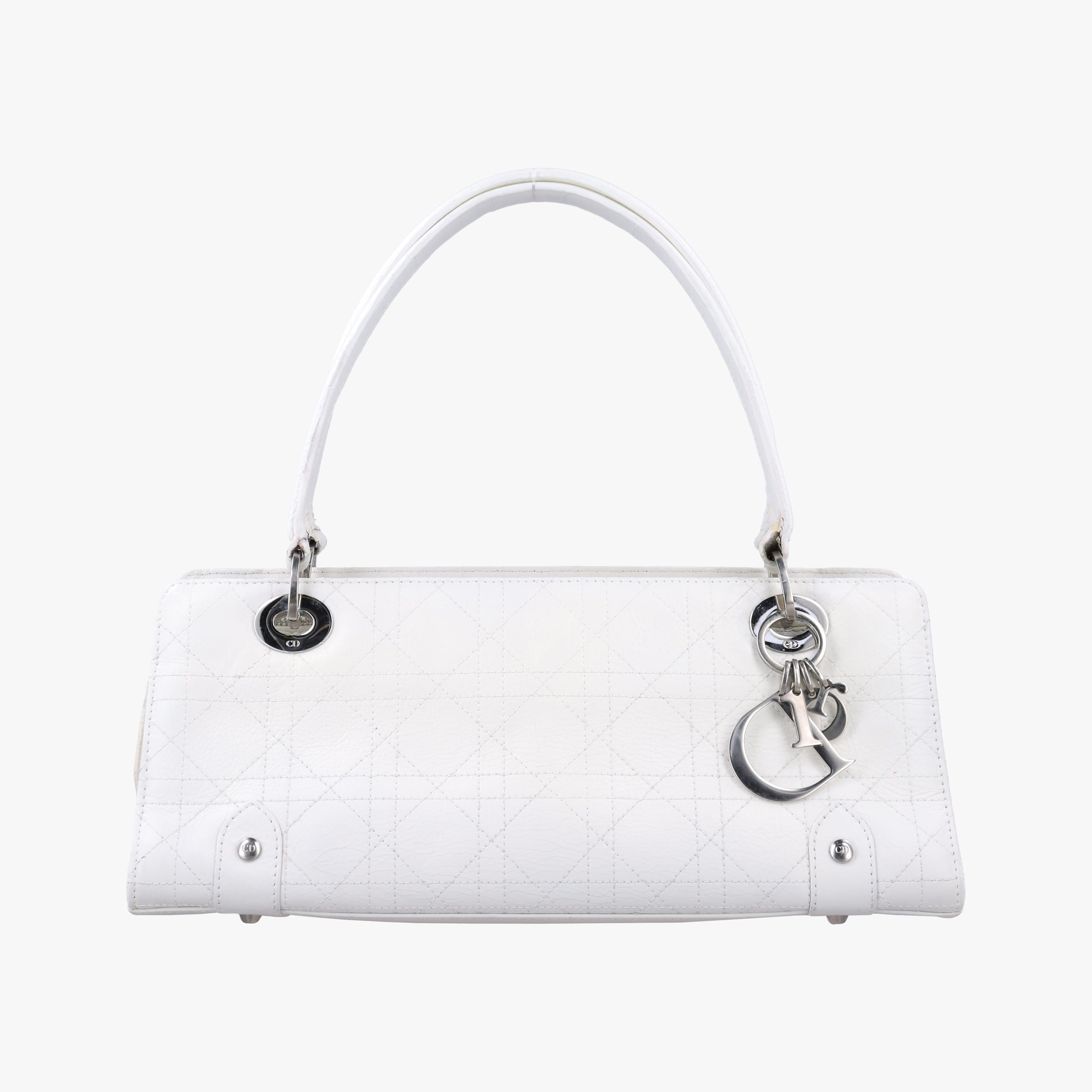 Pre-owned Christian Dior Lady D-Joy White leather  shoulderbag | stylenewstar