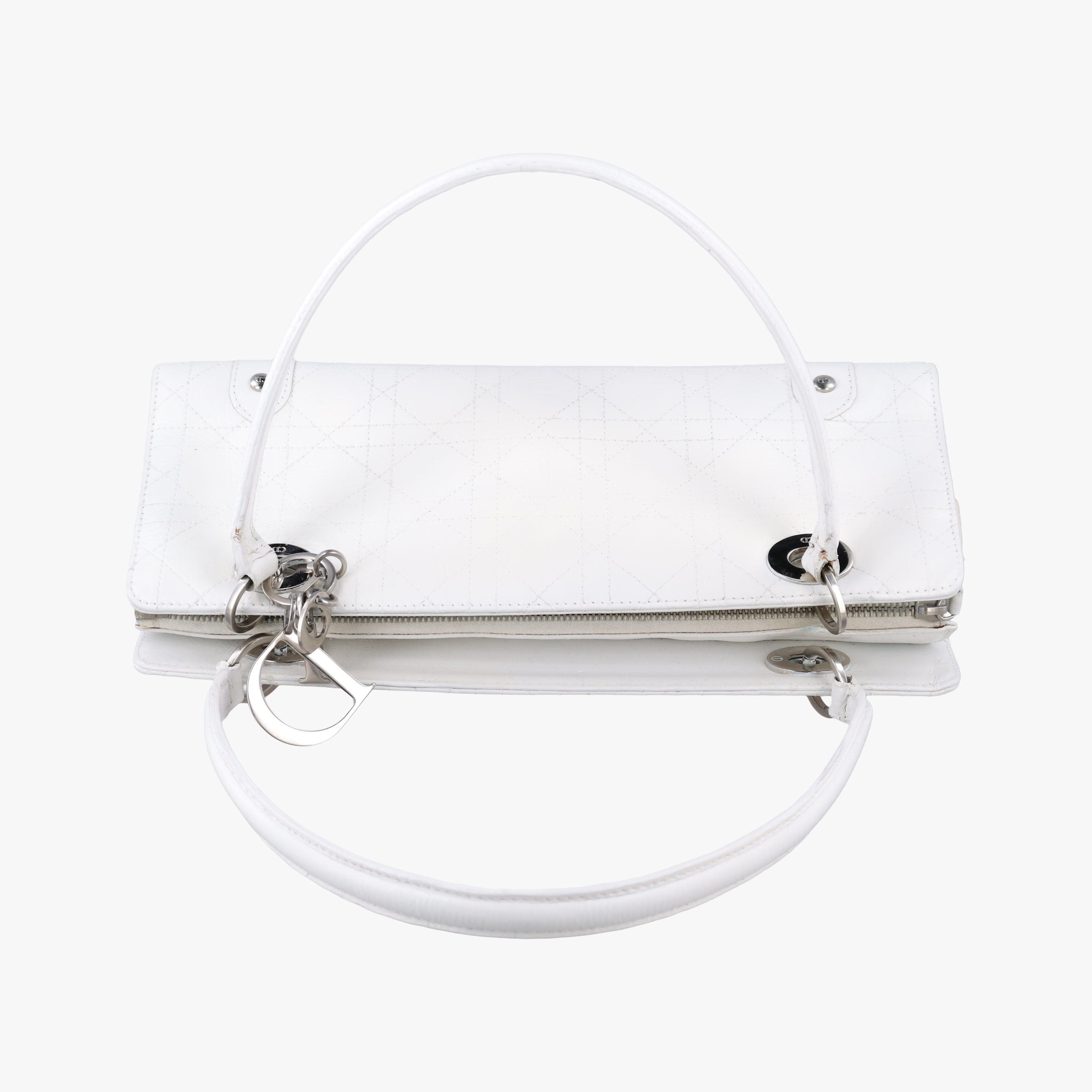 Pre-owned Christian Dior Lady D-Joy White leather  shoulderbag | stylenewstar