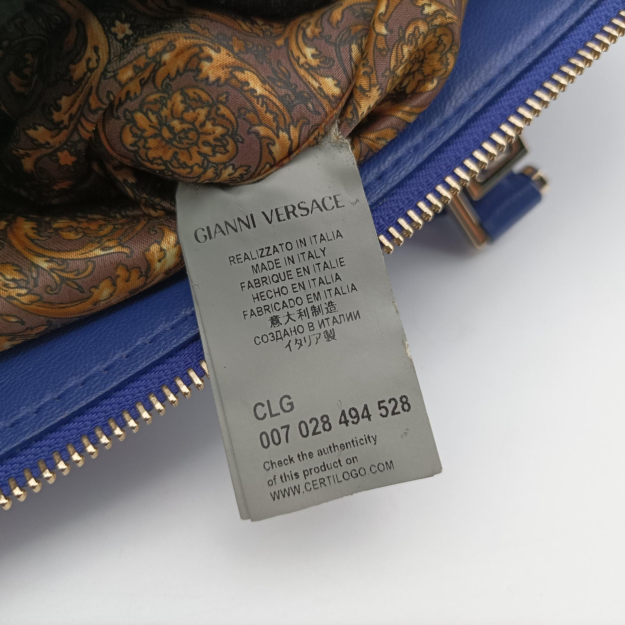 Pre-owned VERSACE Vanitas Medusa Blue leather  handbag | stylenewstar