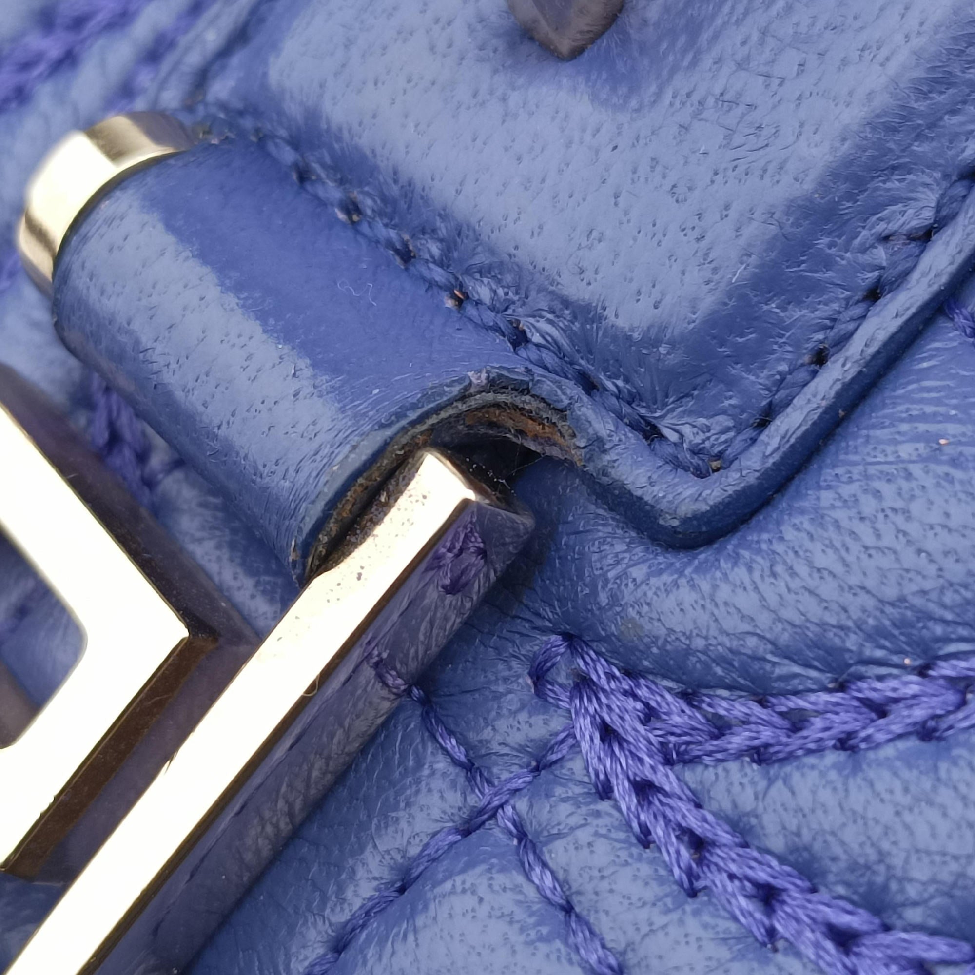 Pre-owned VERSACE Vanitas Medusa Blue leather  handbag | stylenewstar