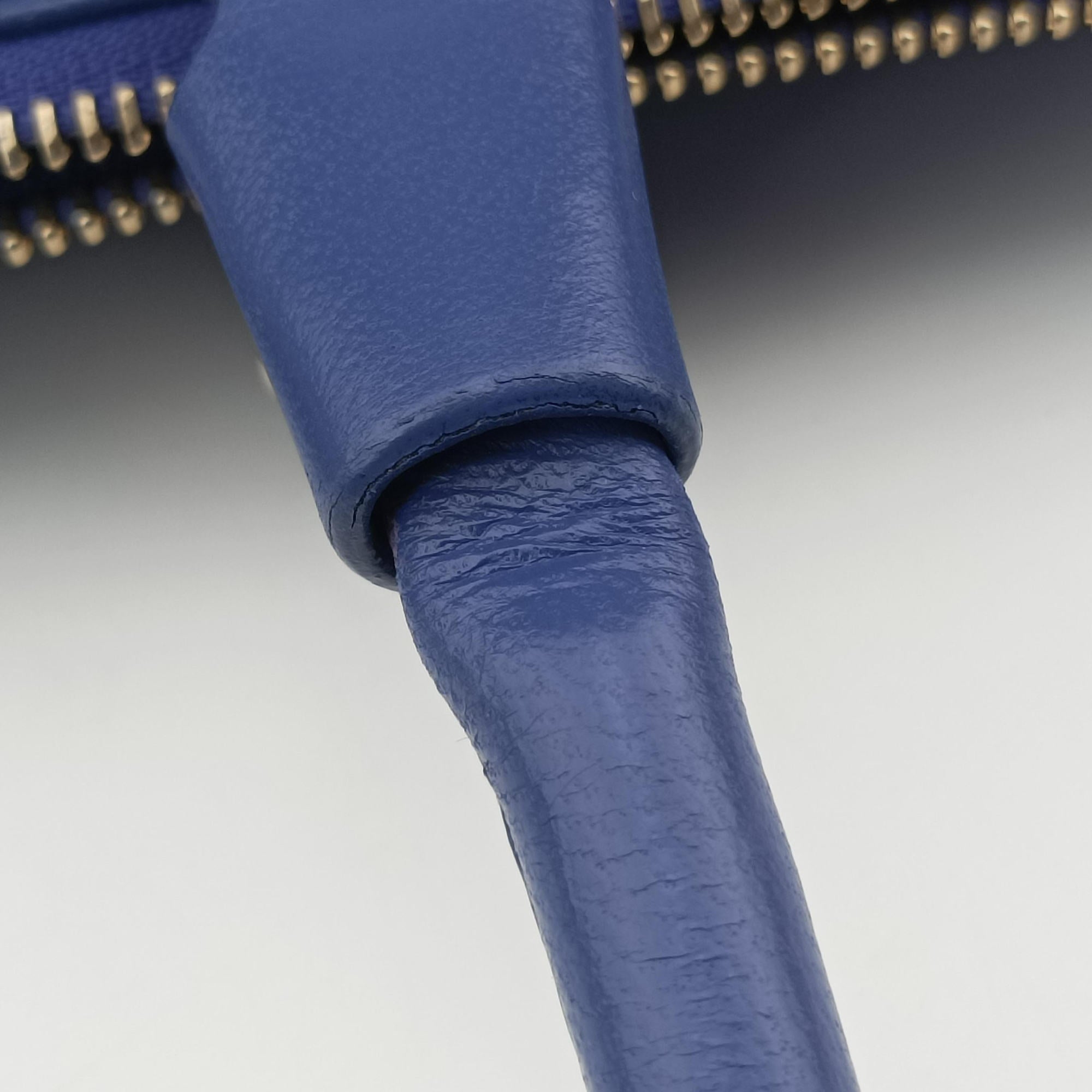 Pre-owned VERSACE Vanitas Medusa Blue leather  handbag | stylenewstar