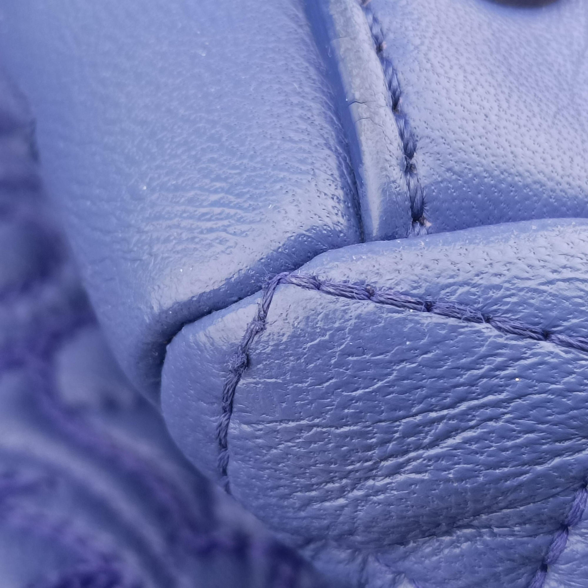 Pre-owned VERSACE Vanitas Medusa Blue leather  handbag | stylenewstar