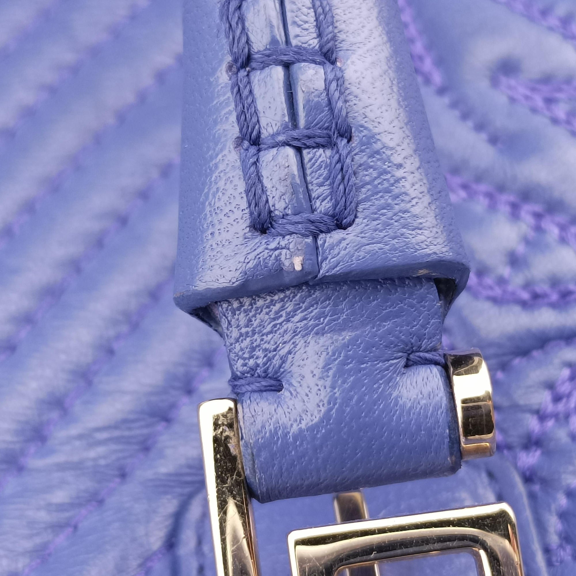 Pre-owned VERSACE Vanitas Medusa Blue leather  handbag | stylenewstar