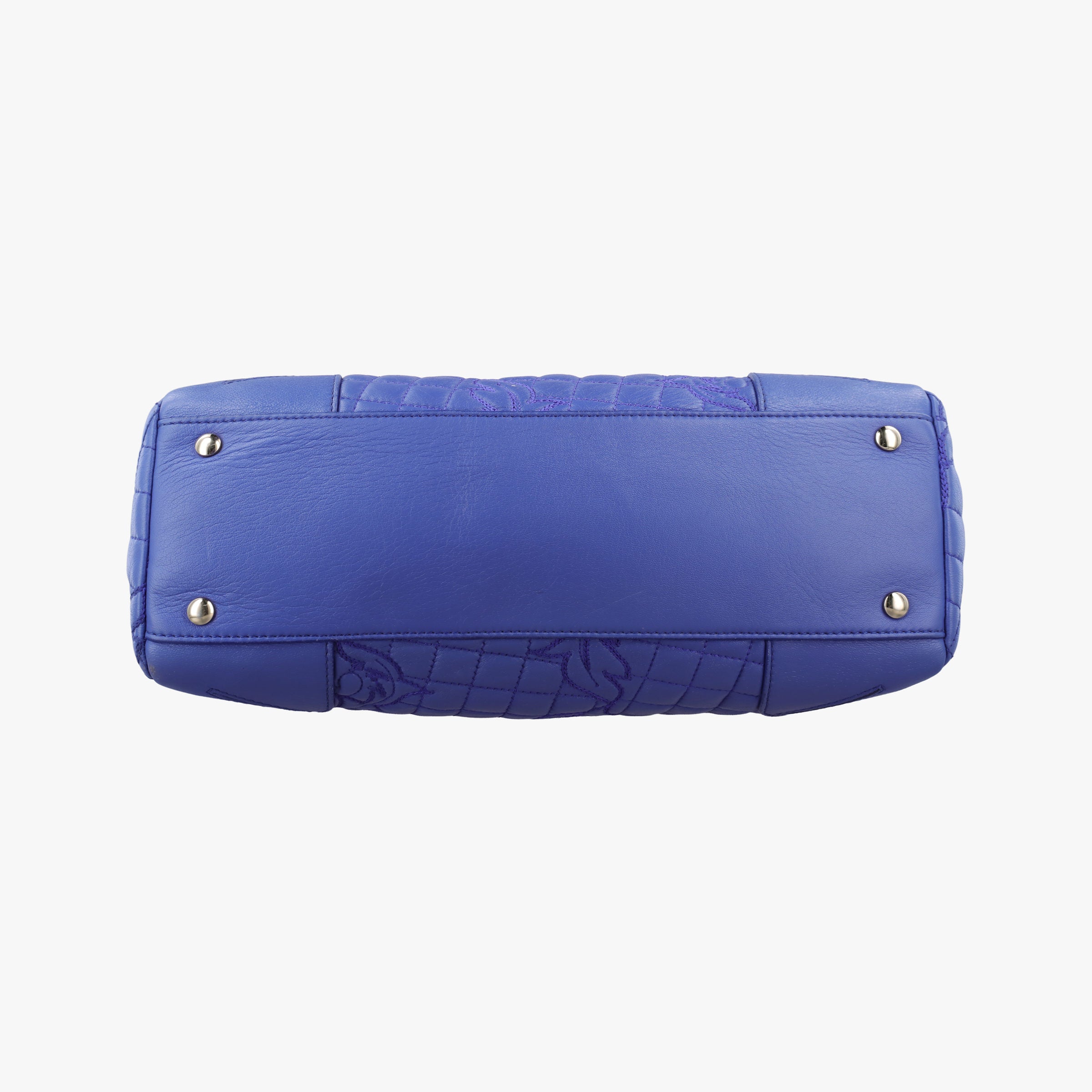 Pre-owned VERSACE Vanitas Medusa Blue leather  handbag | stylenewstar
