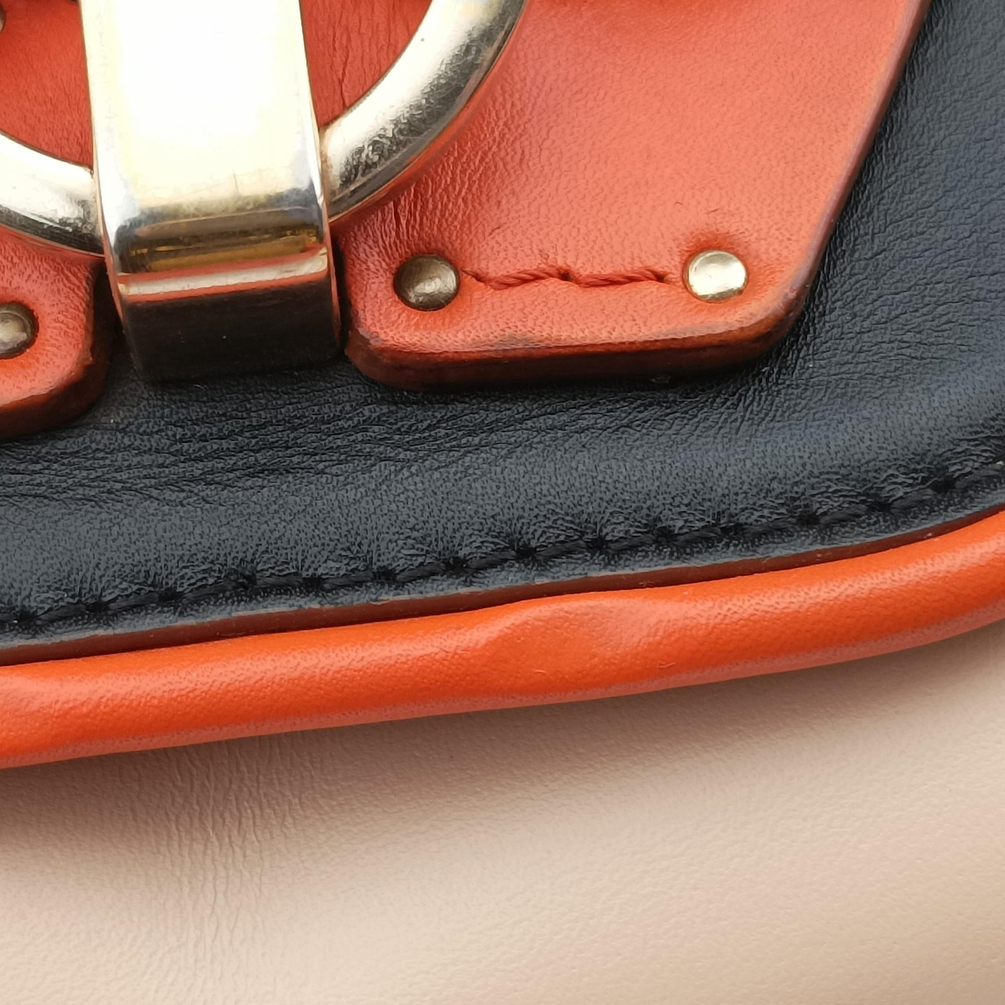 Vintage Givenchy Obsedia Coney Black × Orange × Beige Leather  shoulderbag | stylenewstar