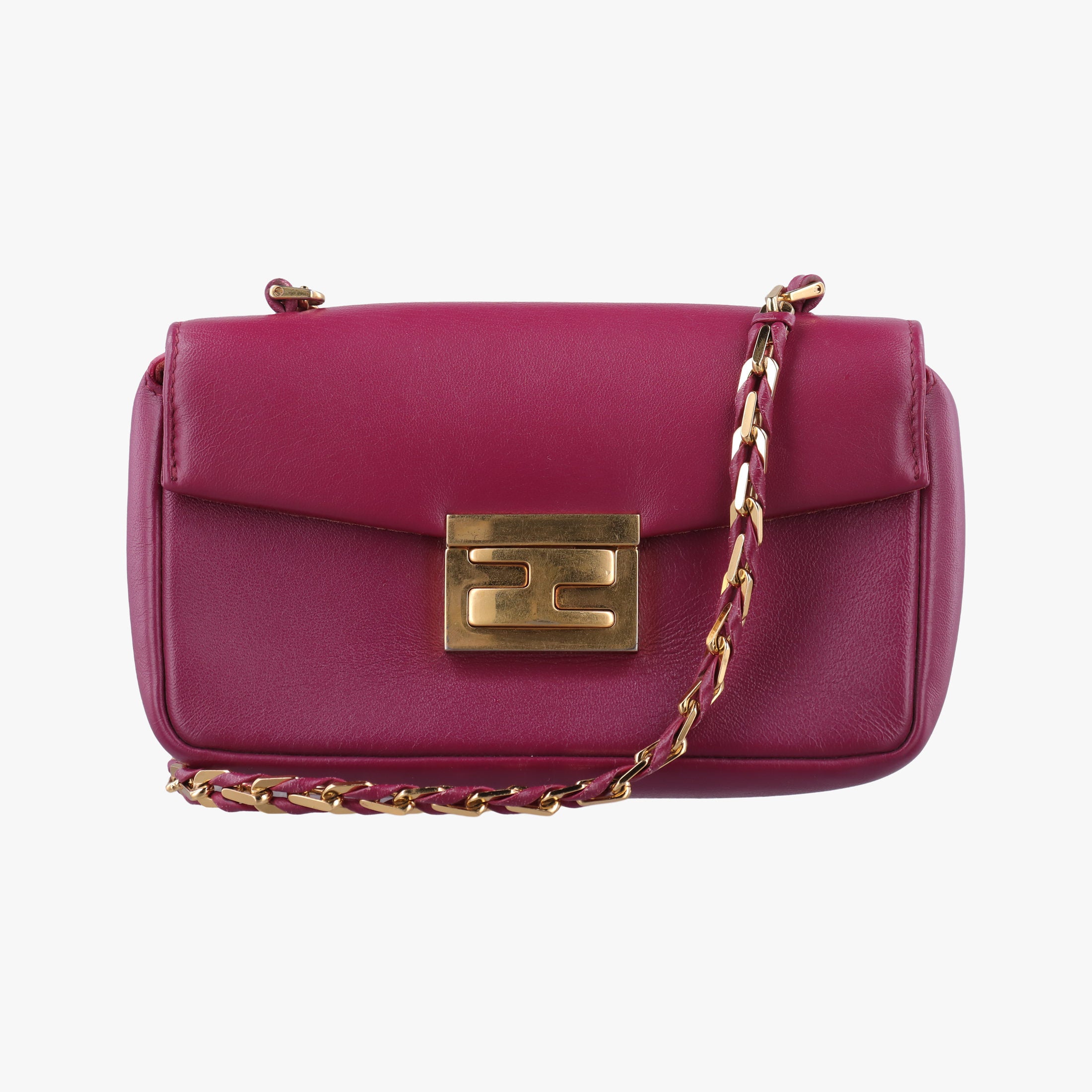 Pre-owned Fendi Mini Be Baguette Rose Leather 8M0315 shoulderbag | stylenewstar