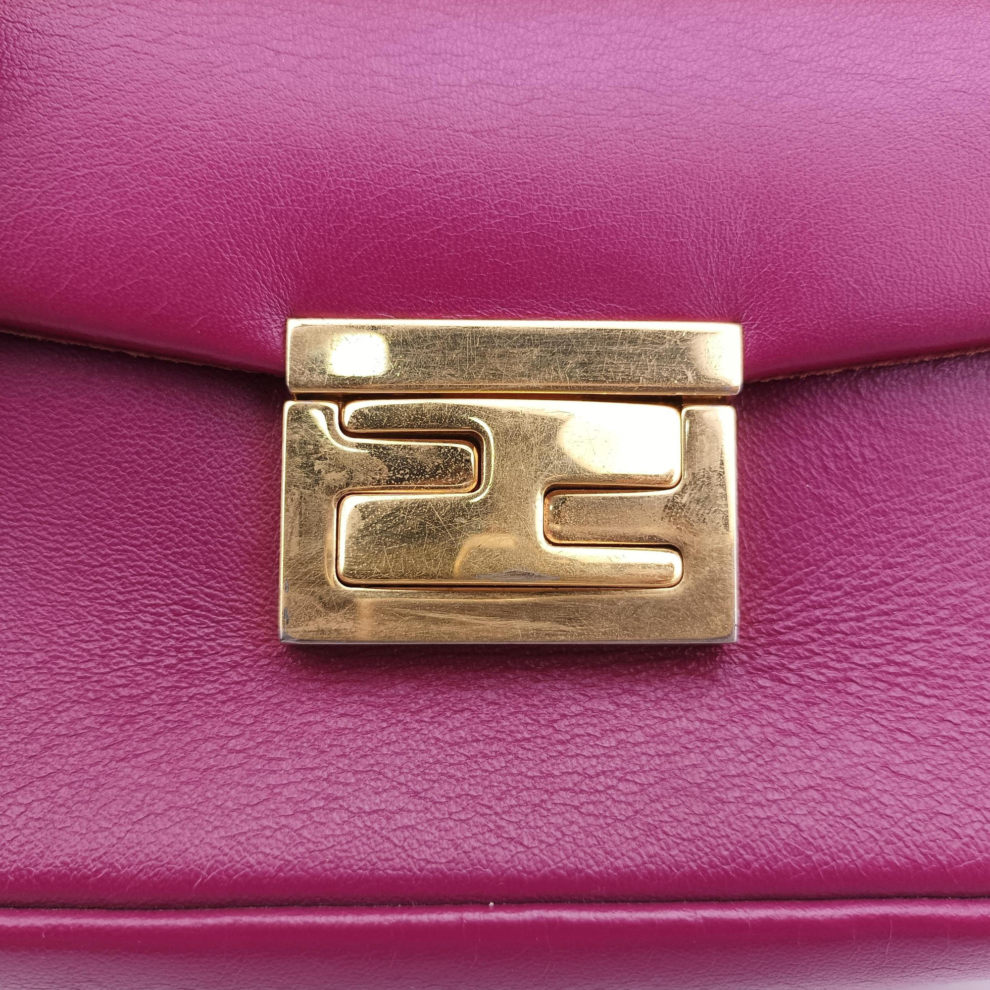 Pre-owned Fendi Mini Be Baguette Rose Leather 8M0315 shoulderbag | stylenewstar