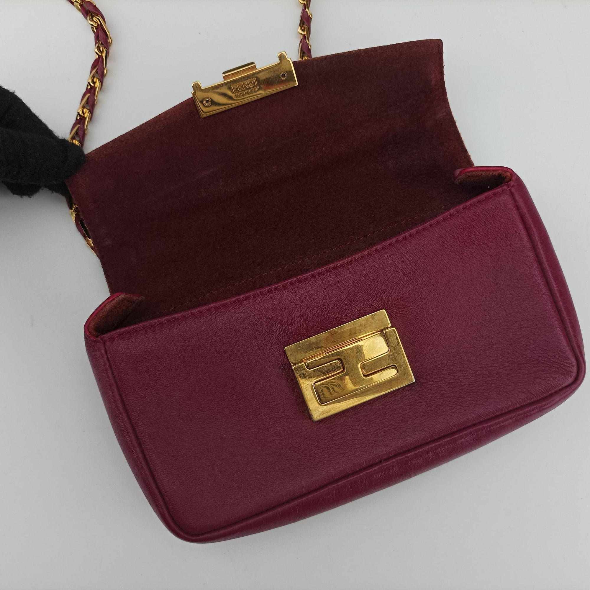 Pre-owned Fendi Mini Be Baguette Rose Leather 8M0315 shoulderbag | stylenewstar