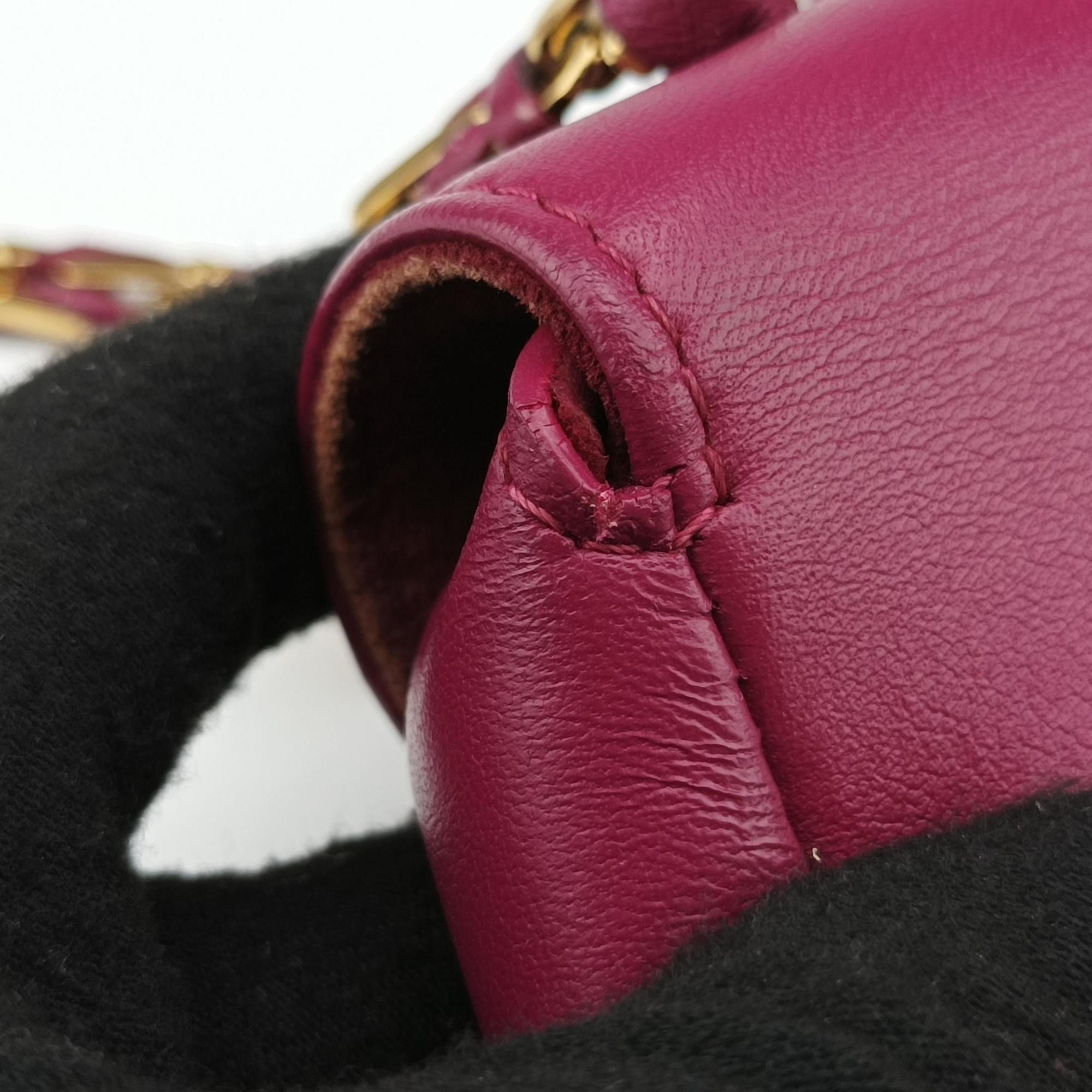 Pre-owned Fendi Mini Be Baguette Rose Leather 8M0315 shoulderbag | stylenewstar