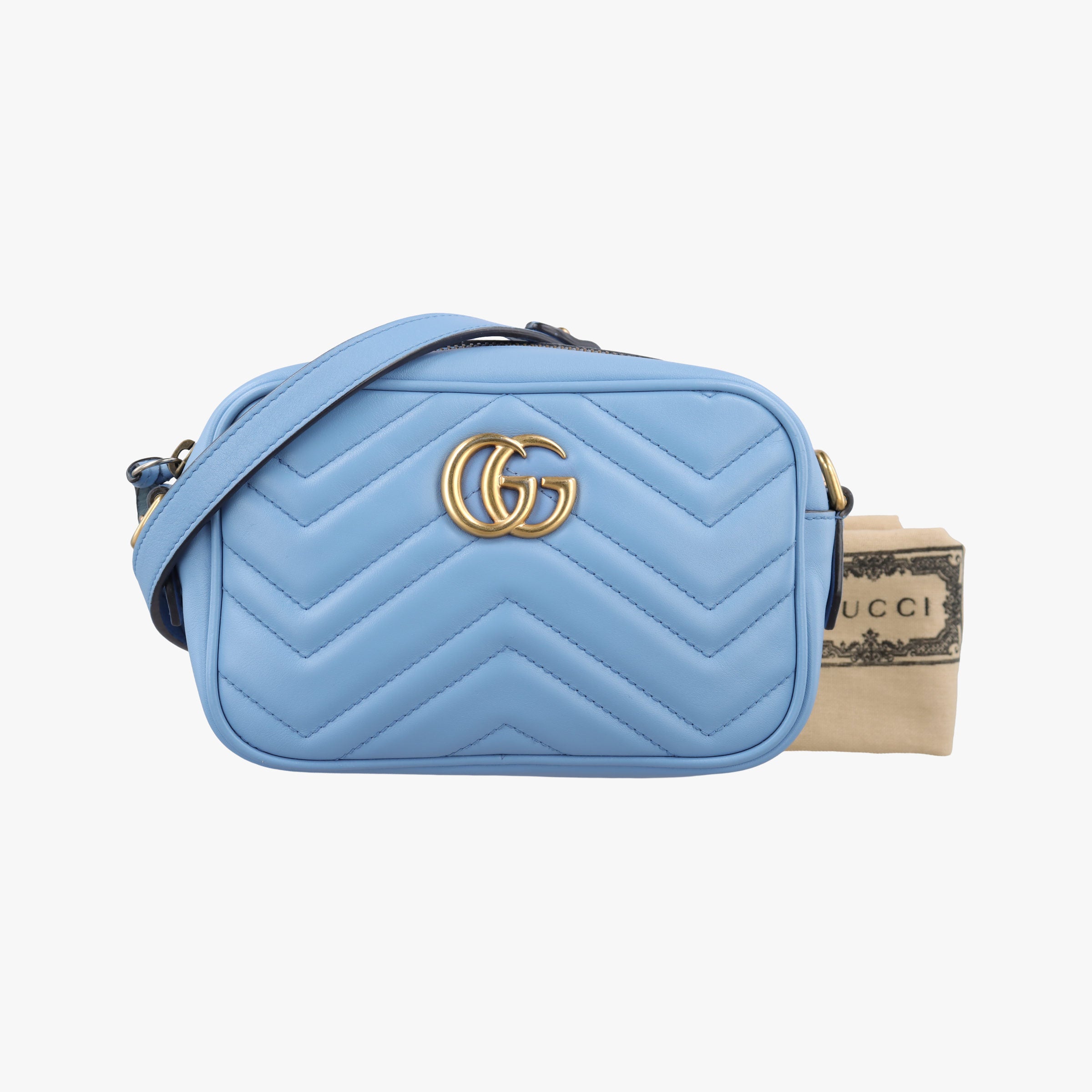 Pre-owned Gucci GG Marmont Blue Leather 448065 shoulderbag | stylenewstar