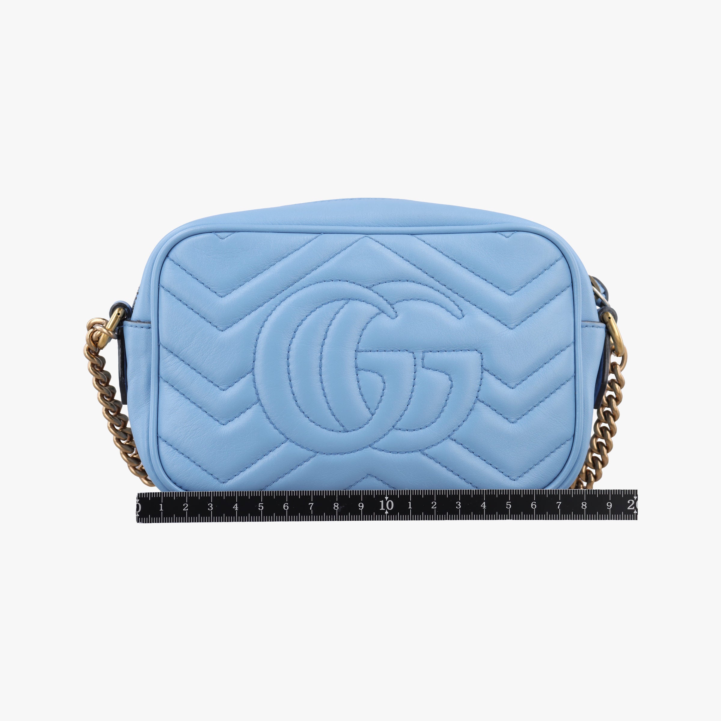 Pre-owned Gucci GG Marmont Blue Leather 448065 shoulderbag | stylenewstar