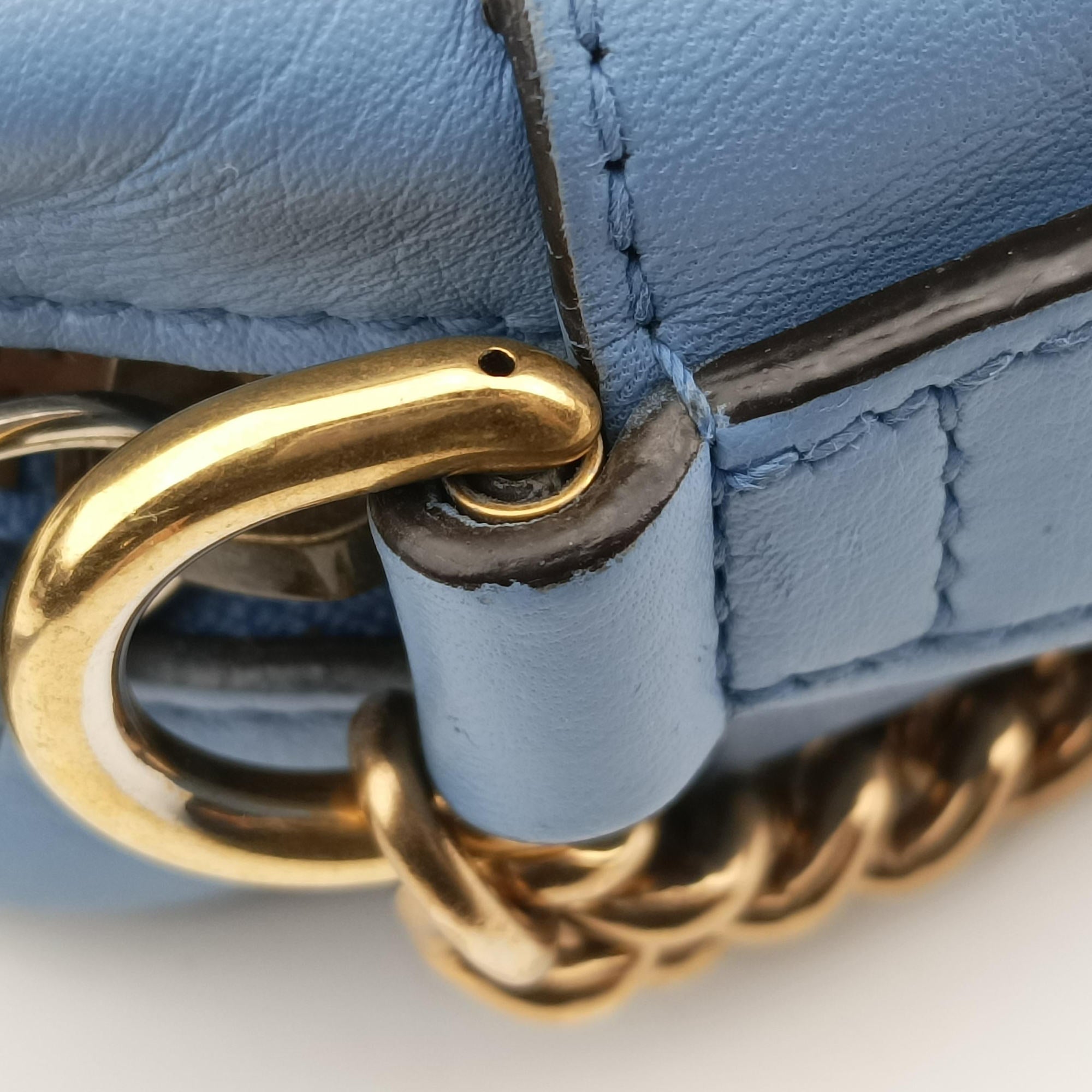 Pre-owned Gucci GG Marmont Blue Leather 448065 shoulderbag | stylenewstar