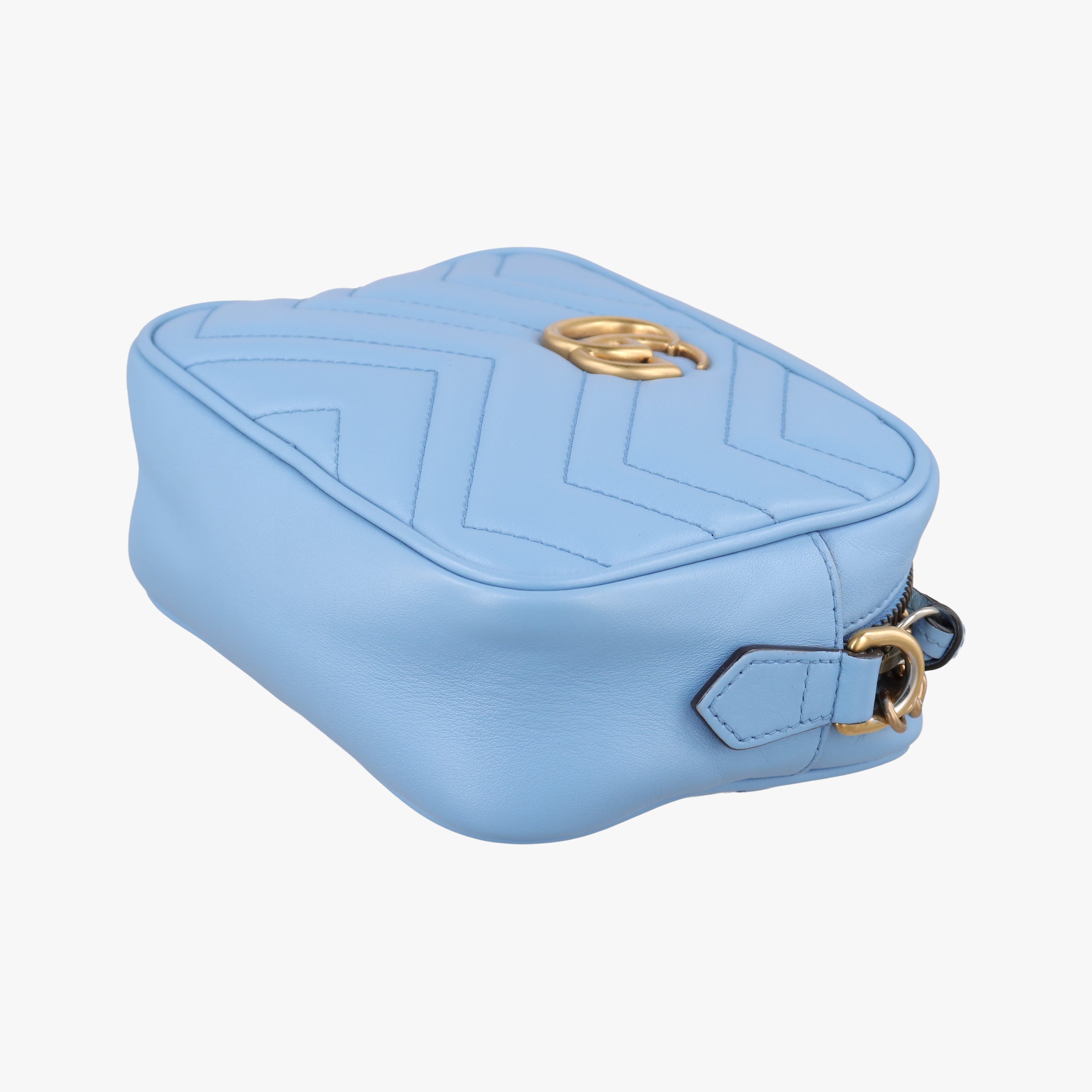 Pre-owned Gucci GG Marmont Blue Leather 448065 shoulderbag | stylenewstar