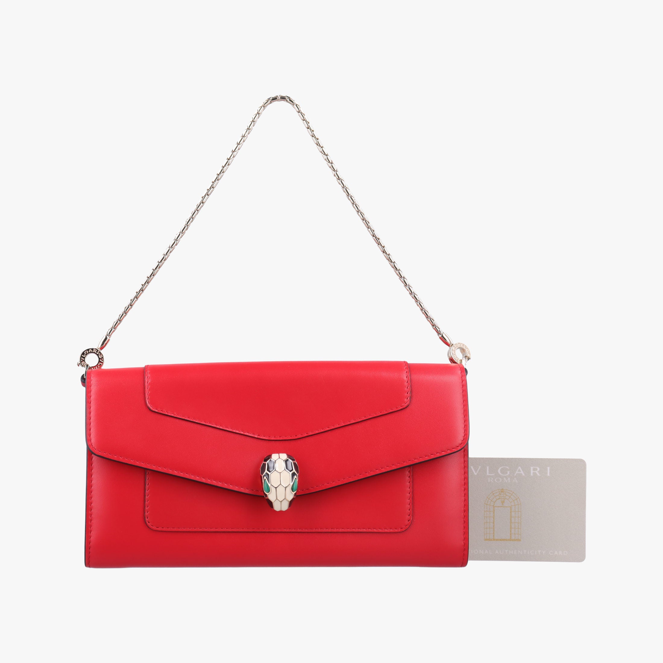 Secondhand Bvlgari SERPENTI FOREVER Red Leather  handbag | stylenewstar