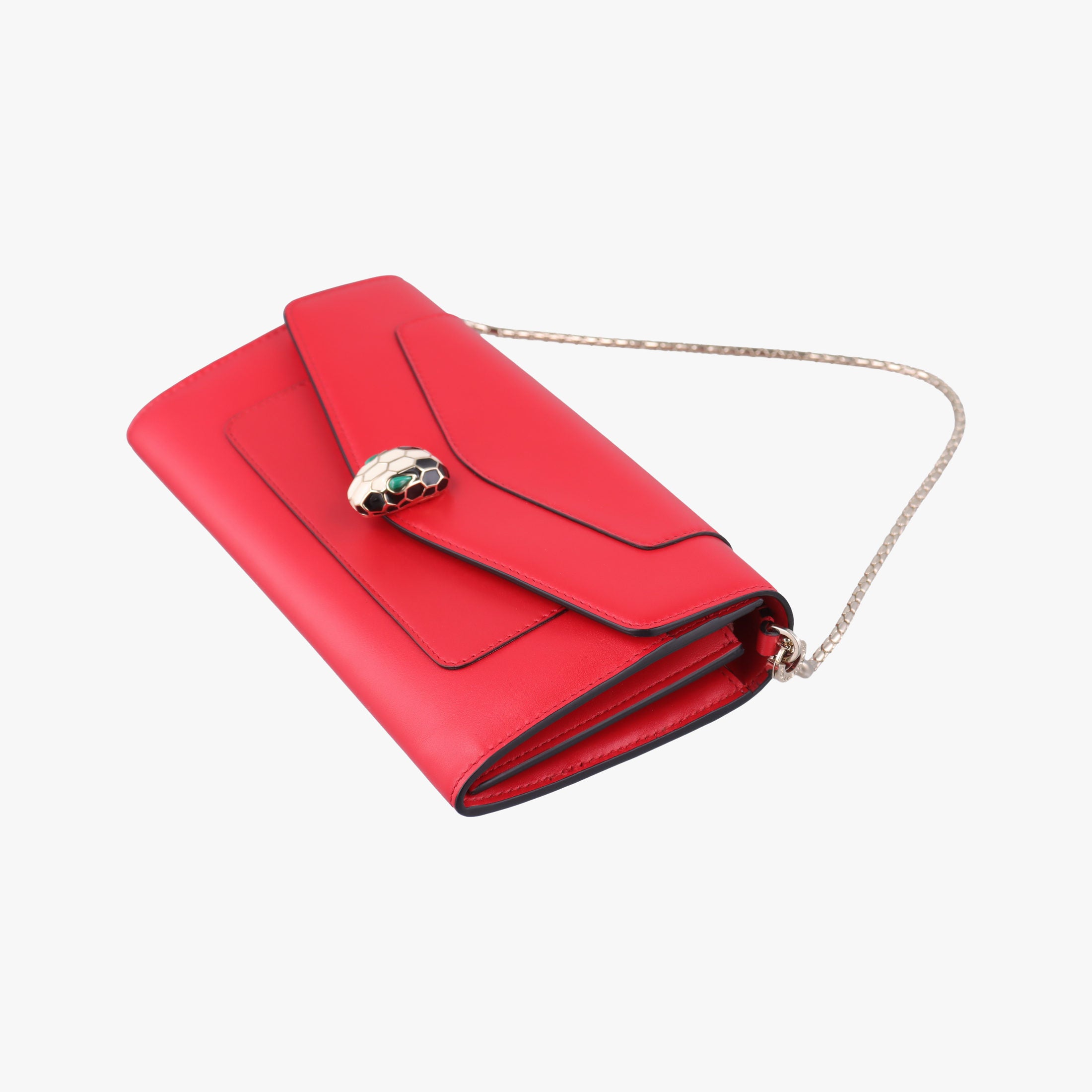 Secondhand Bvlgari SERPENTI FOREVER Red Leather  handbag | stylenewstar