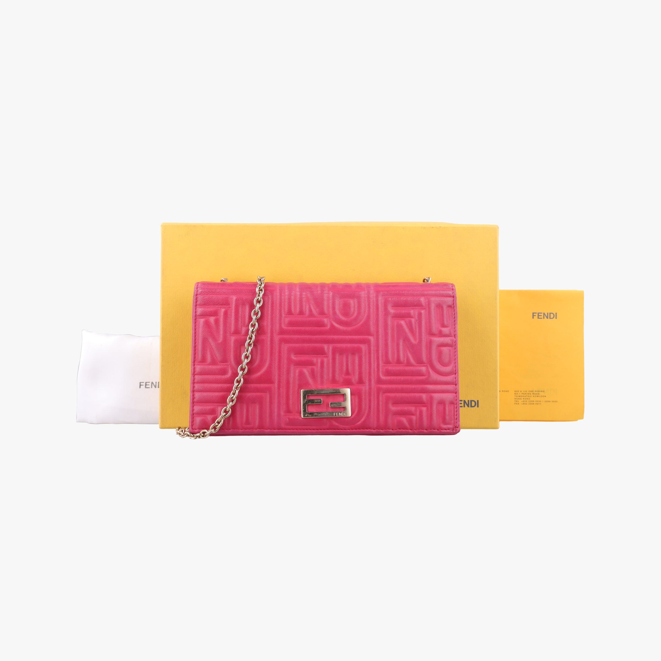Pre-owned Fendi Logo Embossed Rose Leather 8M0219 shoulderbag | stylenewstar
