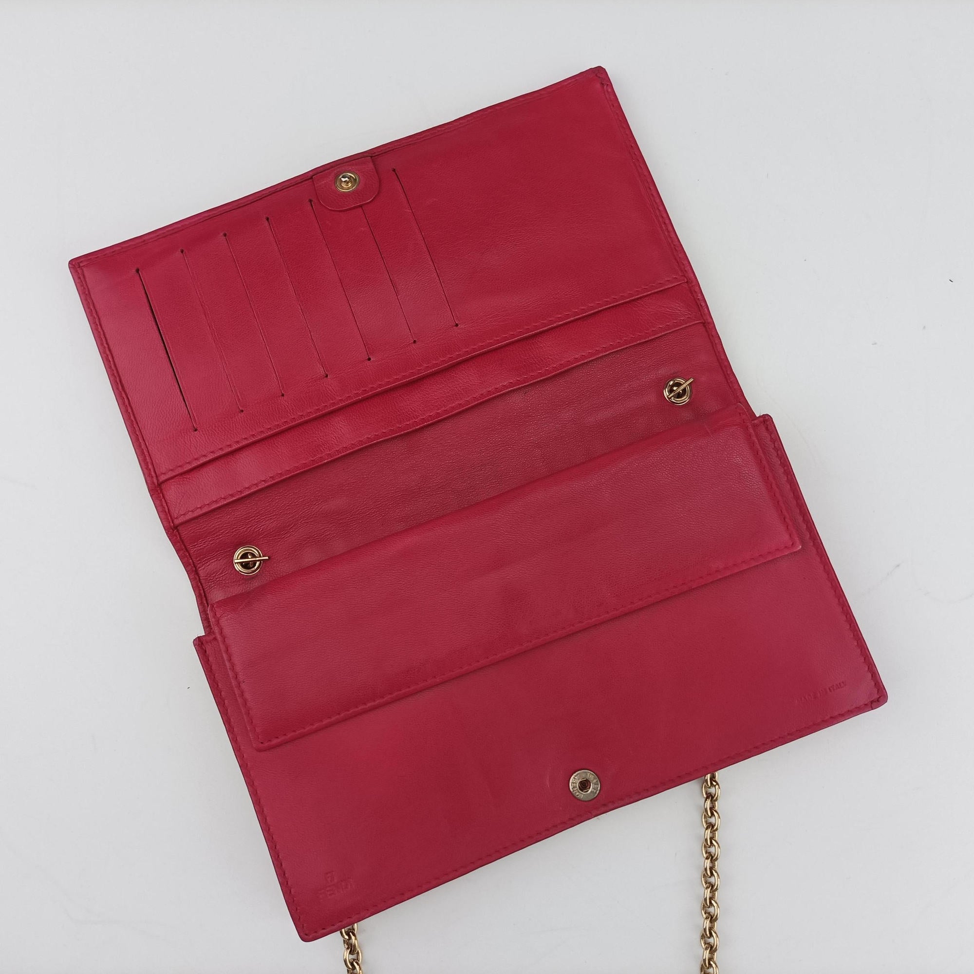 Pre-owned Fendi Logo Embossed Rose Leather 8M0219 shoulderbag | stylenewstar