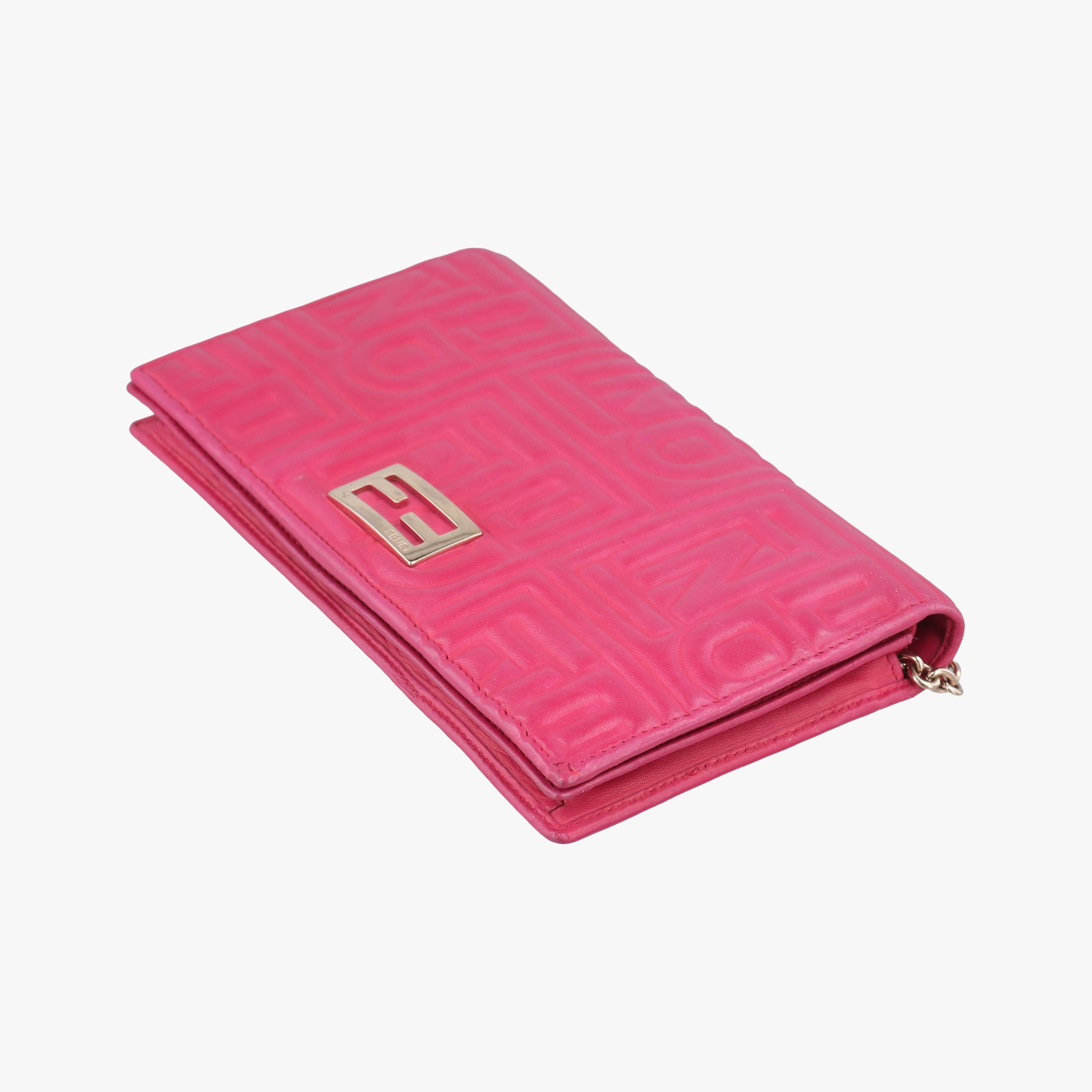 Pre-owned Fendi Logo Embossed Rose Leather 8M0219 shoulderbag | stylenewstar