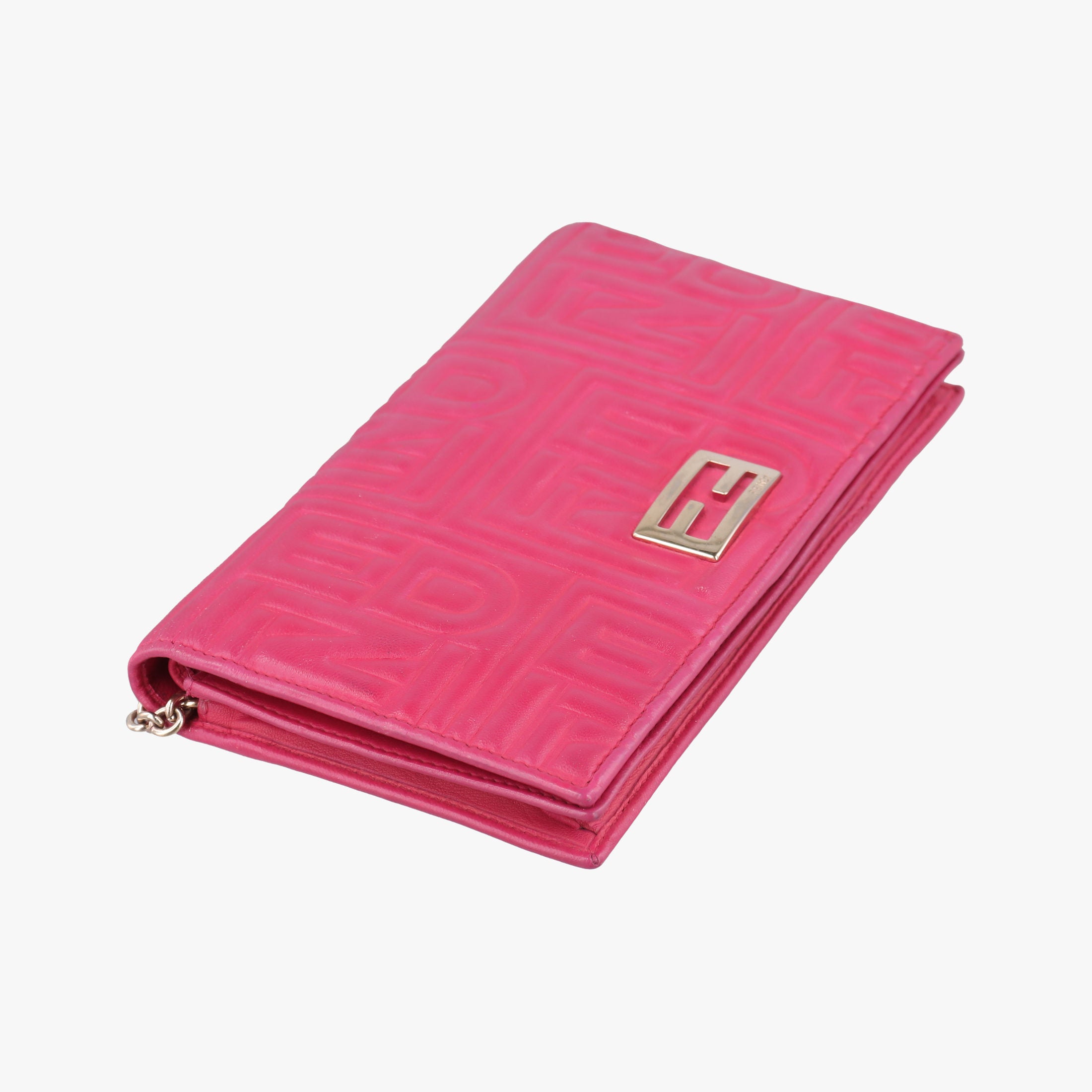 Pre-owned Fendi Logo Embossed Rose Leather 8M0219 shoulderbag | stylenewstar