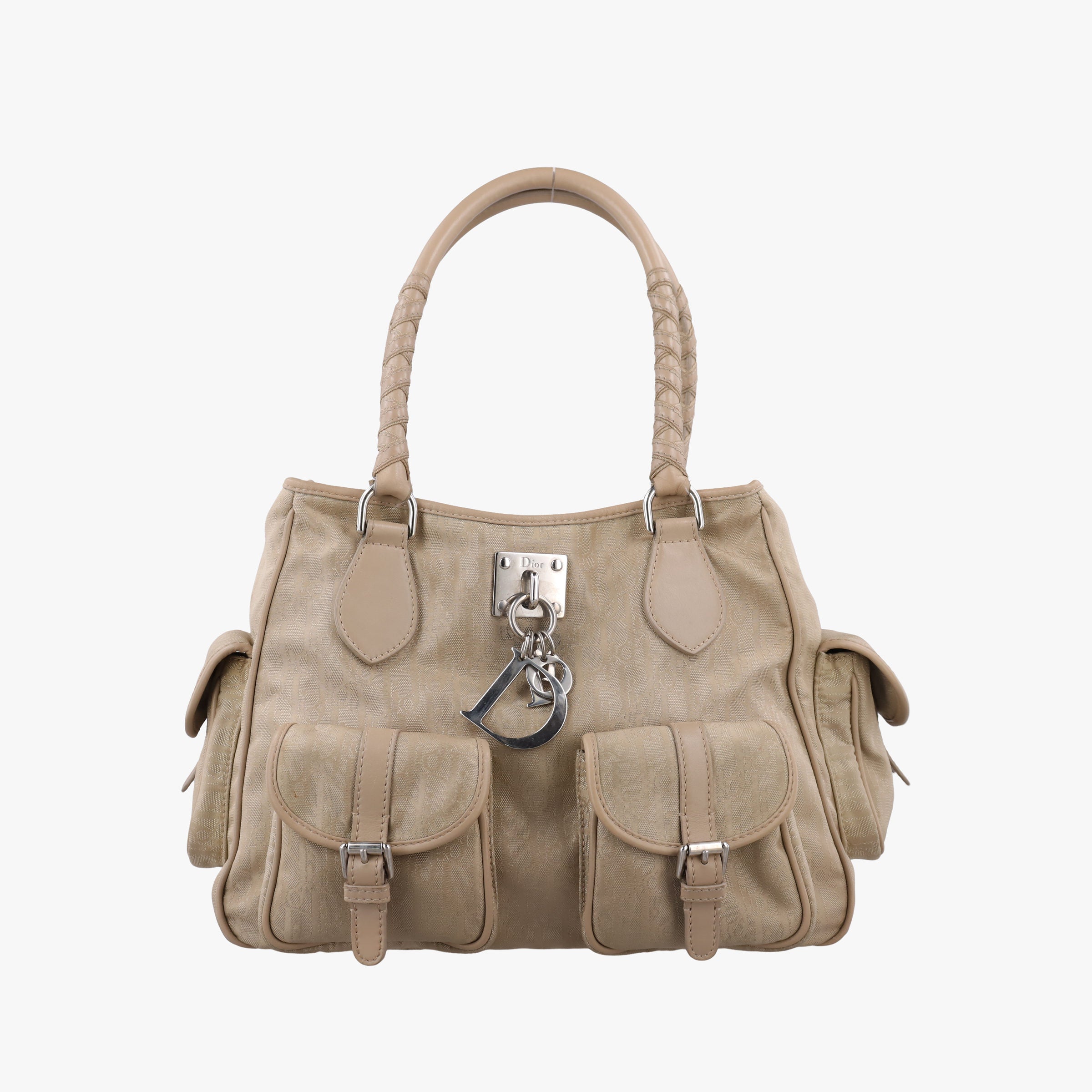 Pre-owned Christian Dior Lovely Trotter khaki Cotton Canvas × Leather  handbag | stylenewstar