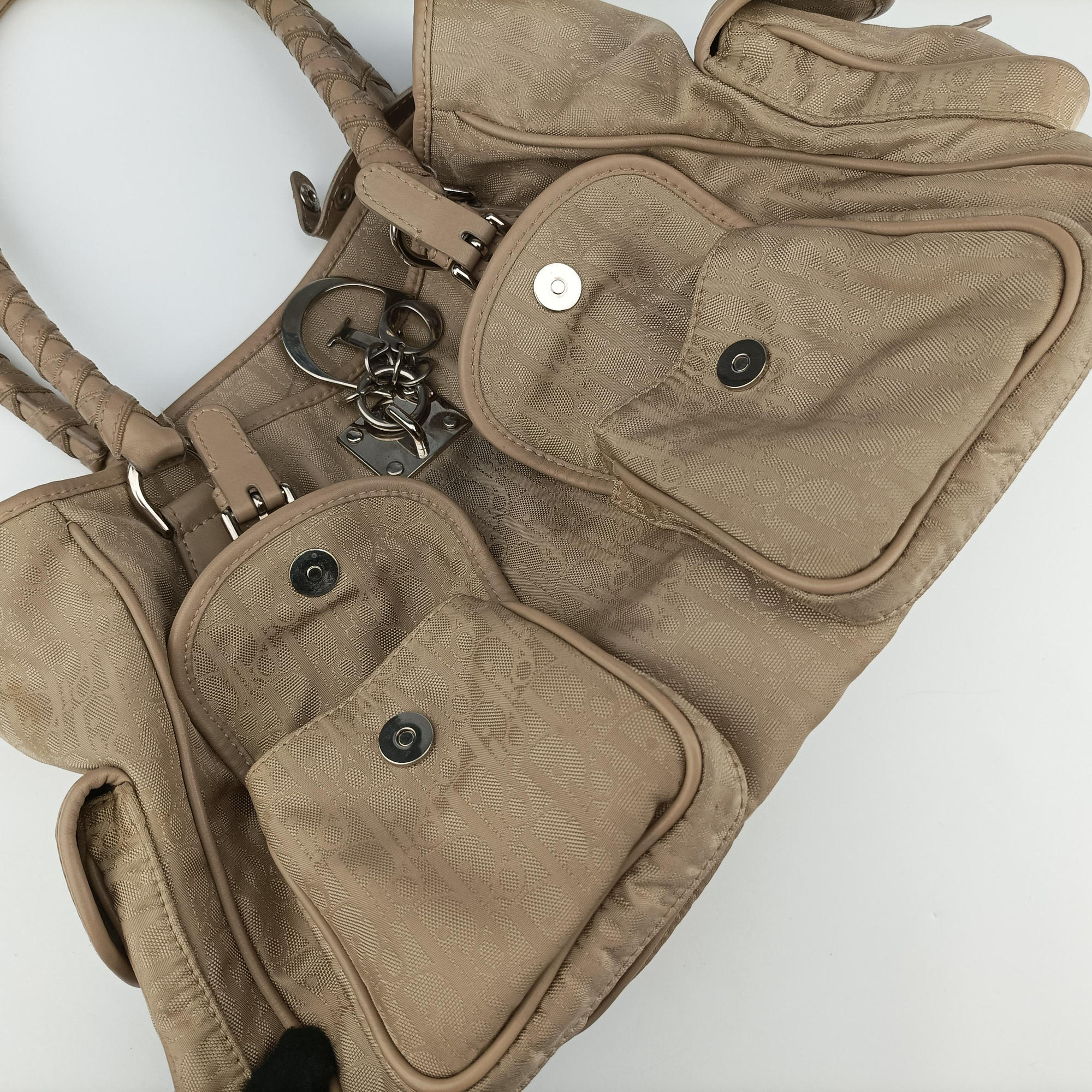 Pre-owned Christian Dior Lovely Trotter khaki Cotton Canvas × Leather  handbag | stylenewstar