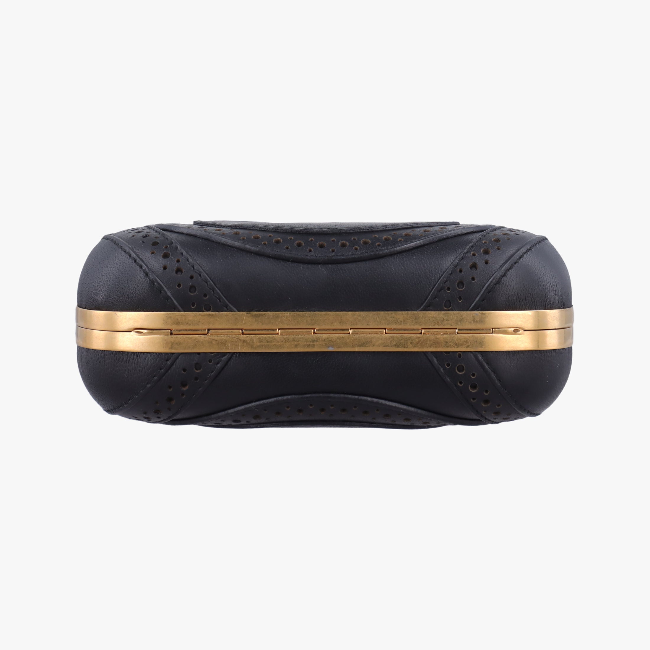Pre-owned Alexander McQueen Brogue Skull Black Leather  clutchbag | stylenewstar
