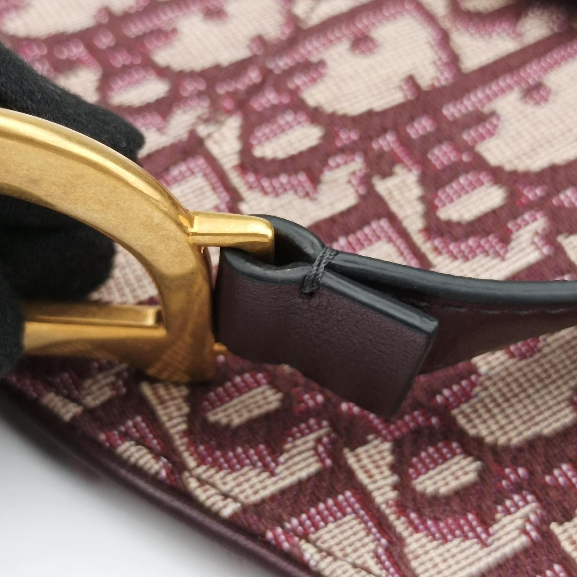 Pre-owned Christian Dior Saddle Red jacquard  bum bag/waist bag | stylenewstar