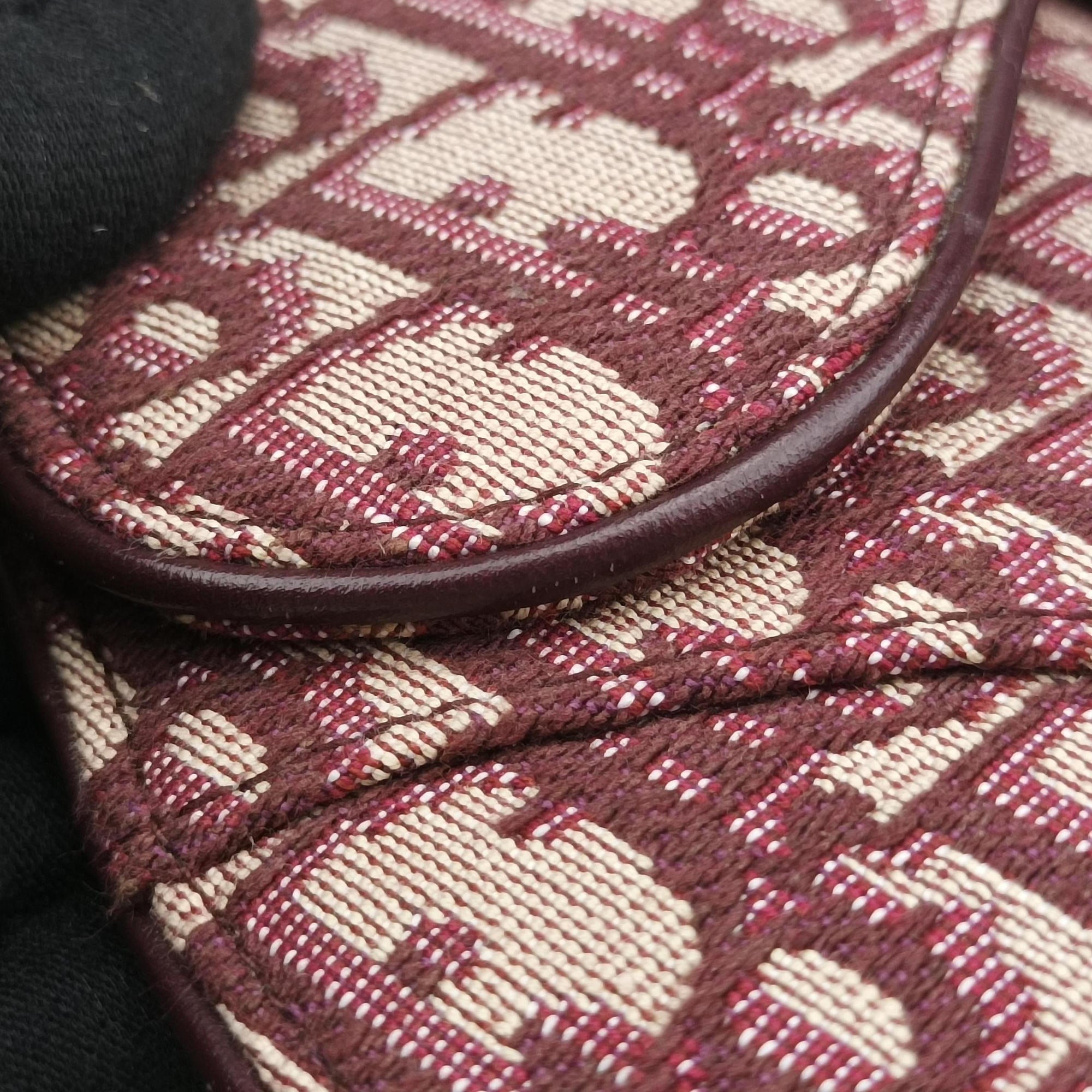 Pre-owned Christian Dior Saddle Red jacquard  bum bag/waist bag | stylenewstar