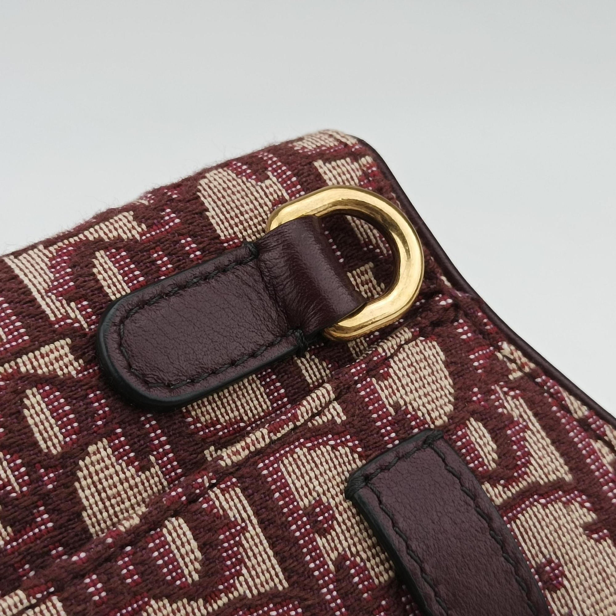Pre-owned Christian Dior Saddle Red jacquard  bum bag/waist bag | stylenewstar