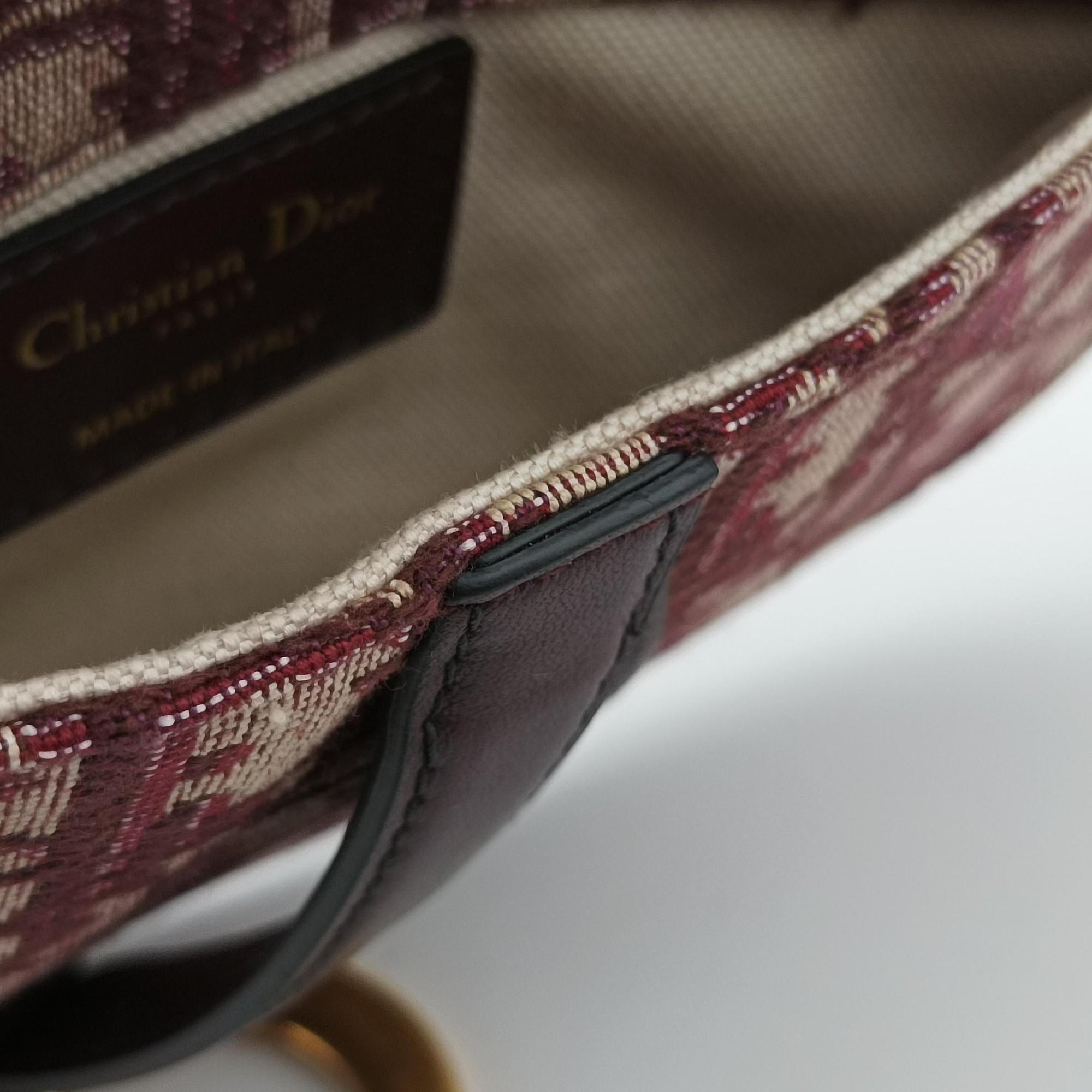 Pre-owned Christian Dior Saddle Red jacquard  bum bag/waist bag | stylenewstar