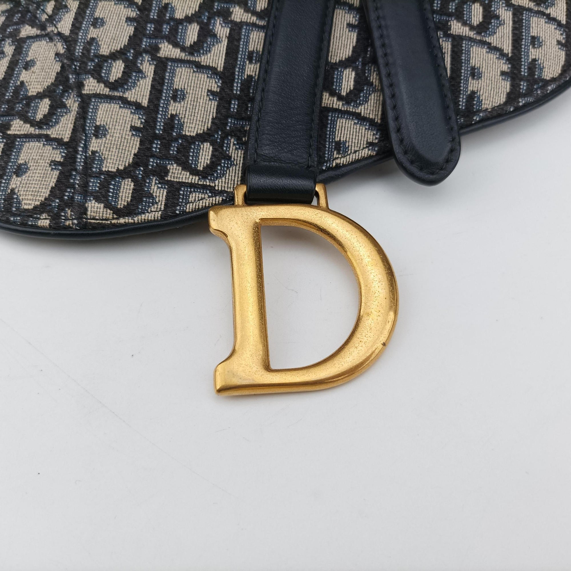Secondhand Christian Dior Saddle Navy×Grey Jacquard×Leather  bum bag/waist bag | stylenewstar