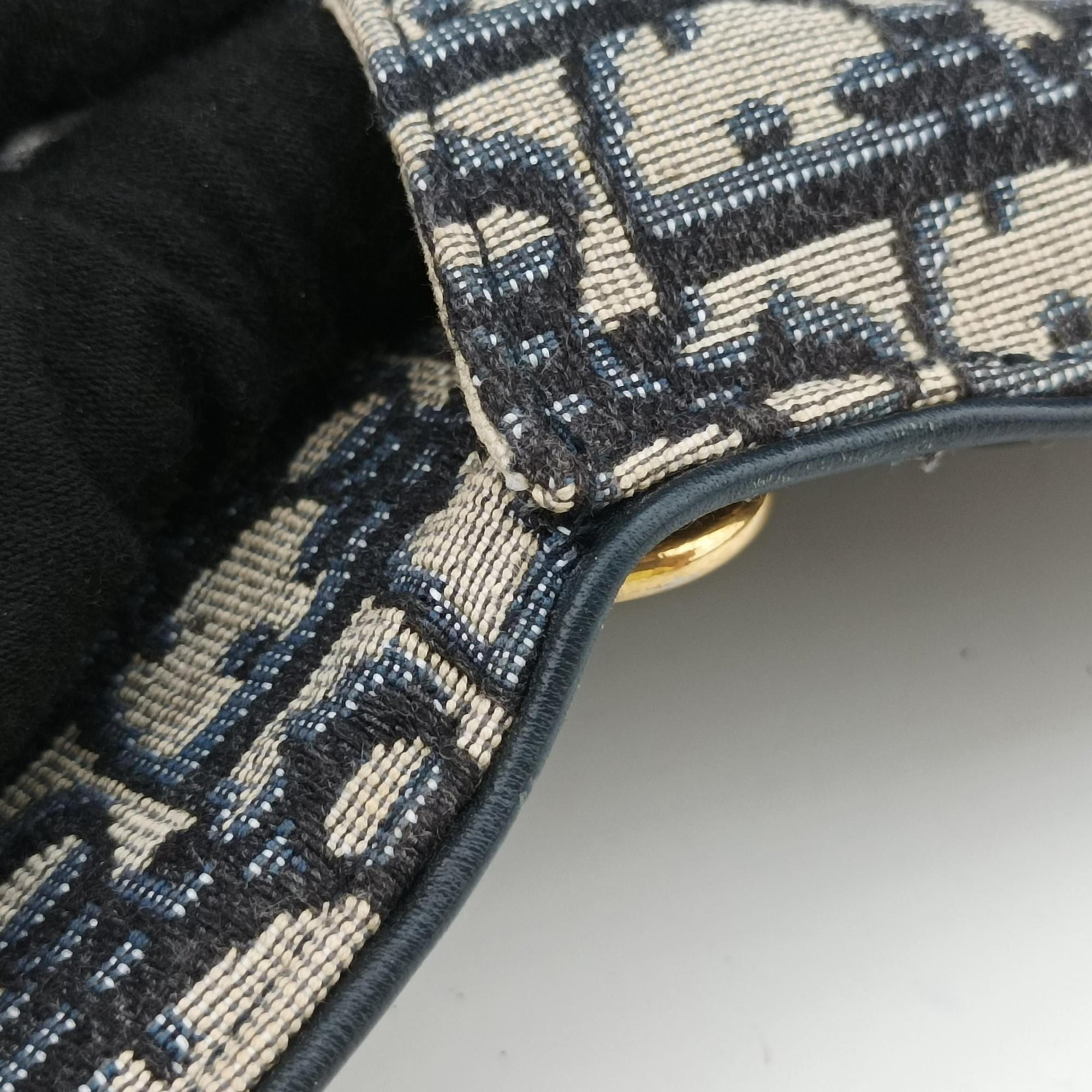 Secondhand Christian Dior Saddle Navy×Grey Jacquard×Leather  bum bag/waist bag | stylenewstar
