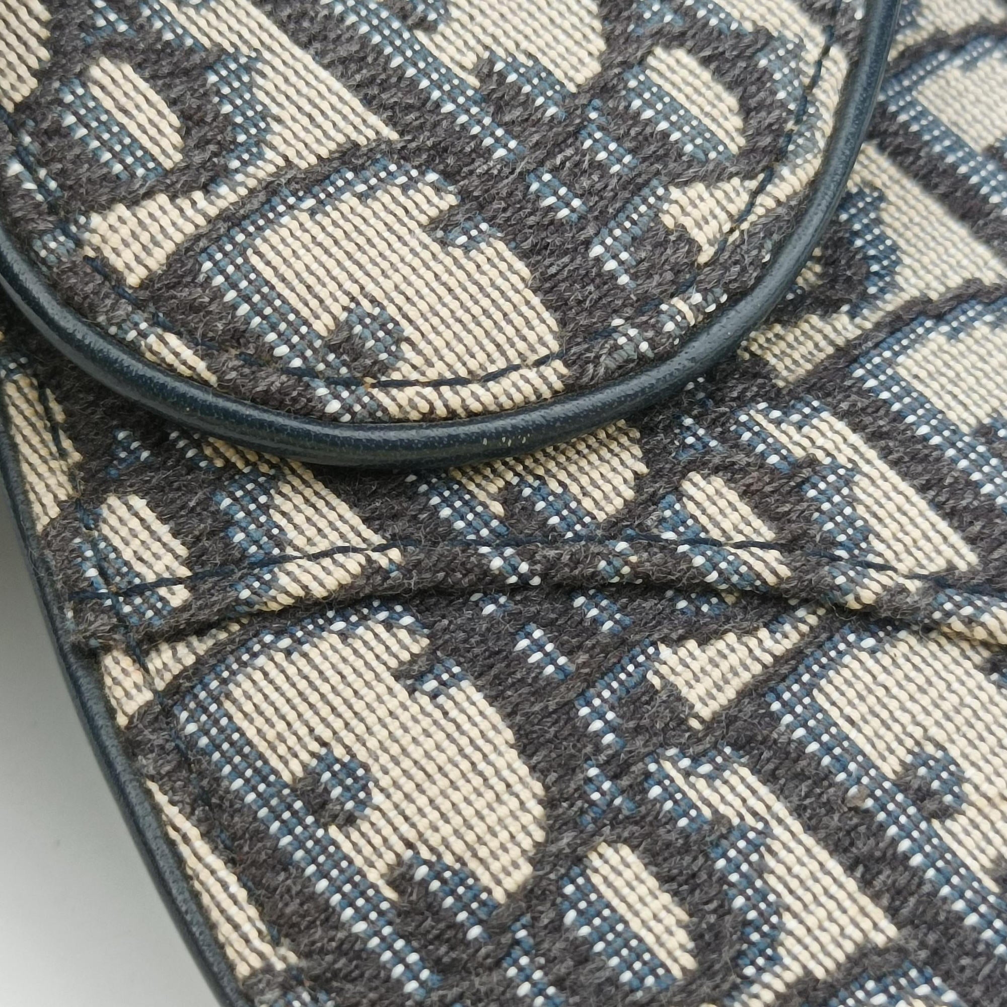Secondhand Christian Dior Saddle Navy×Grey Jacquard×Leather  bum bag/waist bag | stylenewstar
