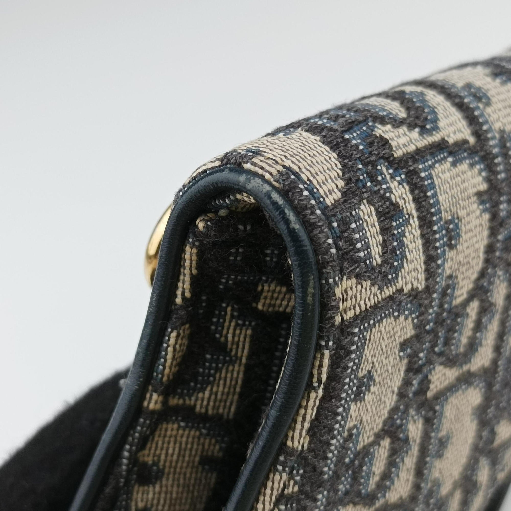 Secondhand Christian Dior Saddle Navy×Grey Jacquard×Leather  bum bag/waist bag | stylenewstar