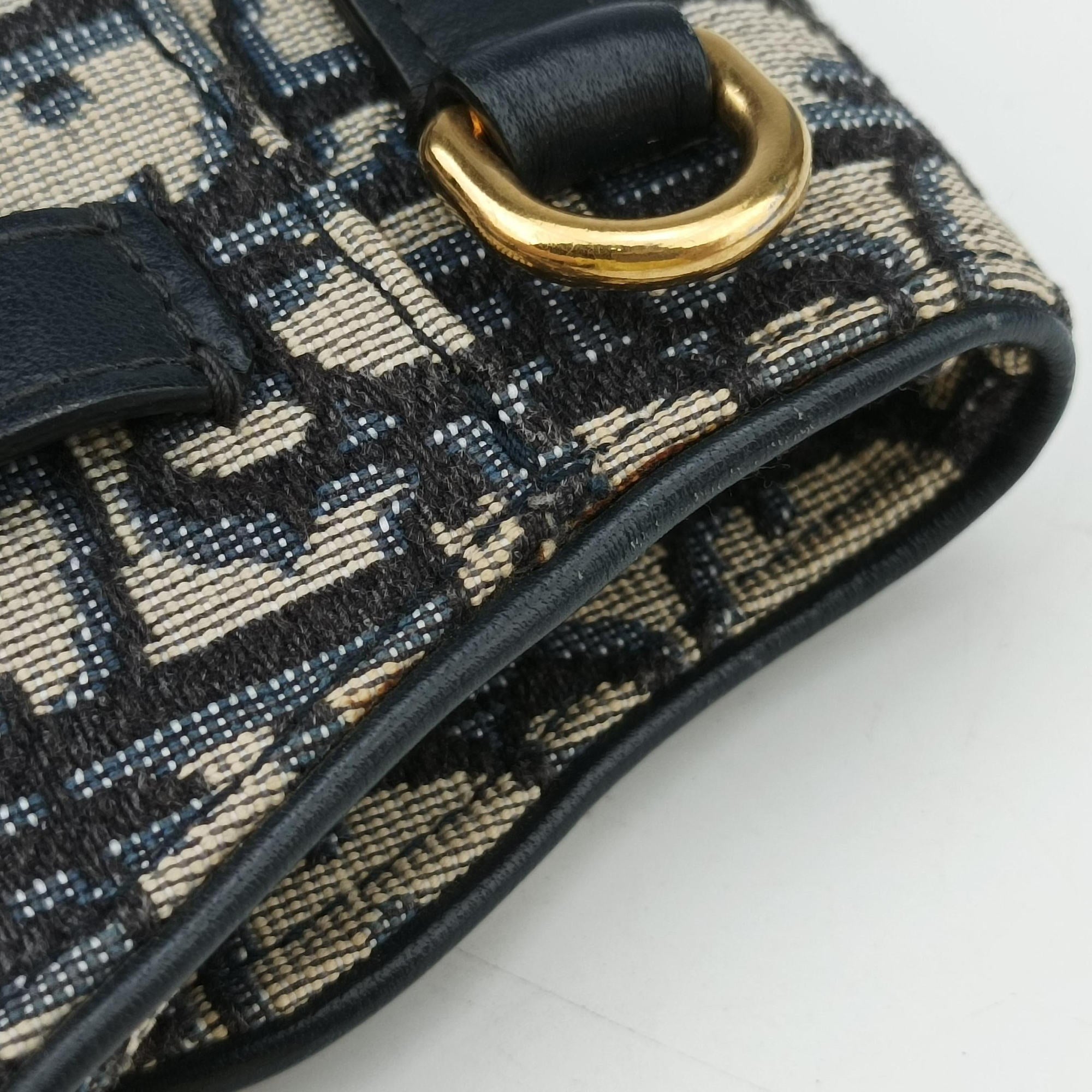 Secondhand Christian Dior Saddle Navy×Grey Jacquard×Leather  bum bag/waist bag | stylenewstar