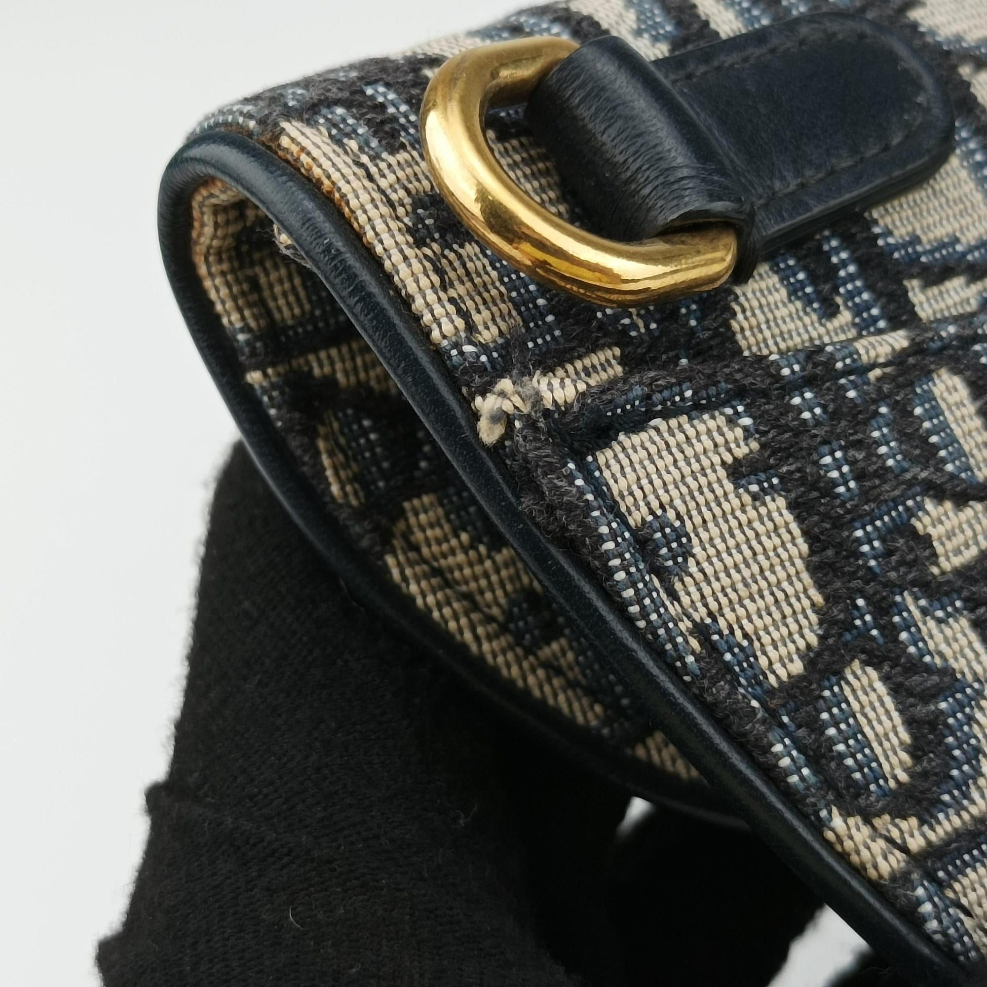 Secondhand Christian Dior Saddle Navy×Grey Jacquard×Leather  bum bag/waist bag | stylenewstar