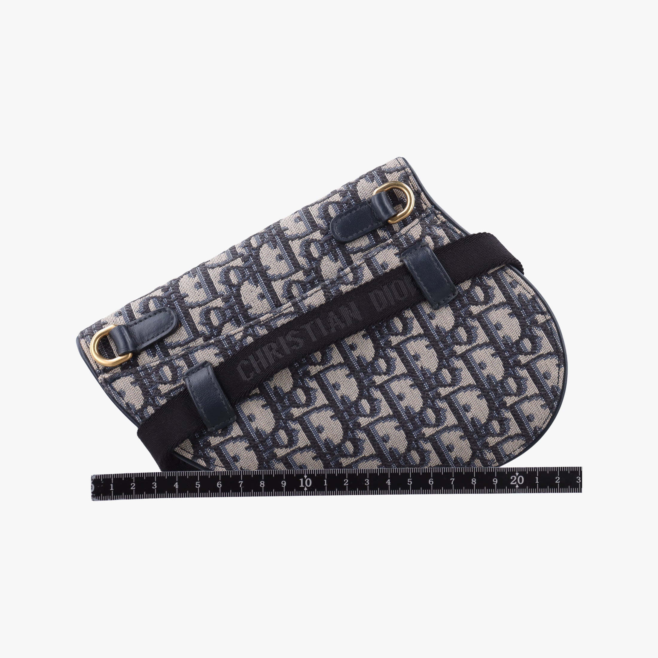 Secondhand Christian Dior Saddle Navy×Grey Jacquard×Leather  bum bag/waist bag | stylenewstar