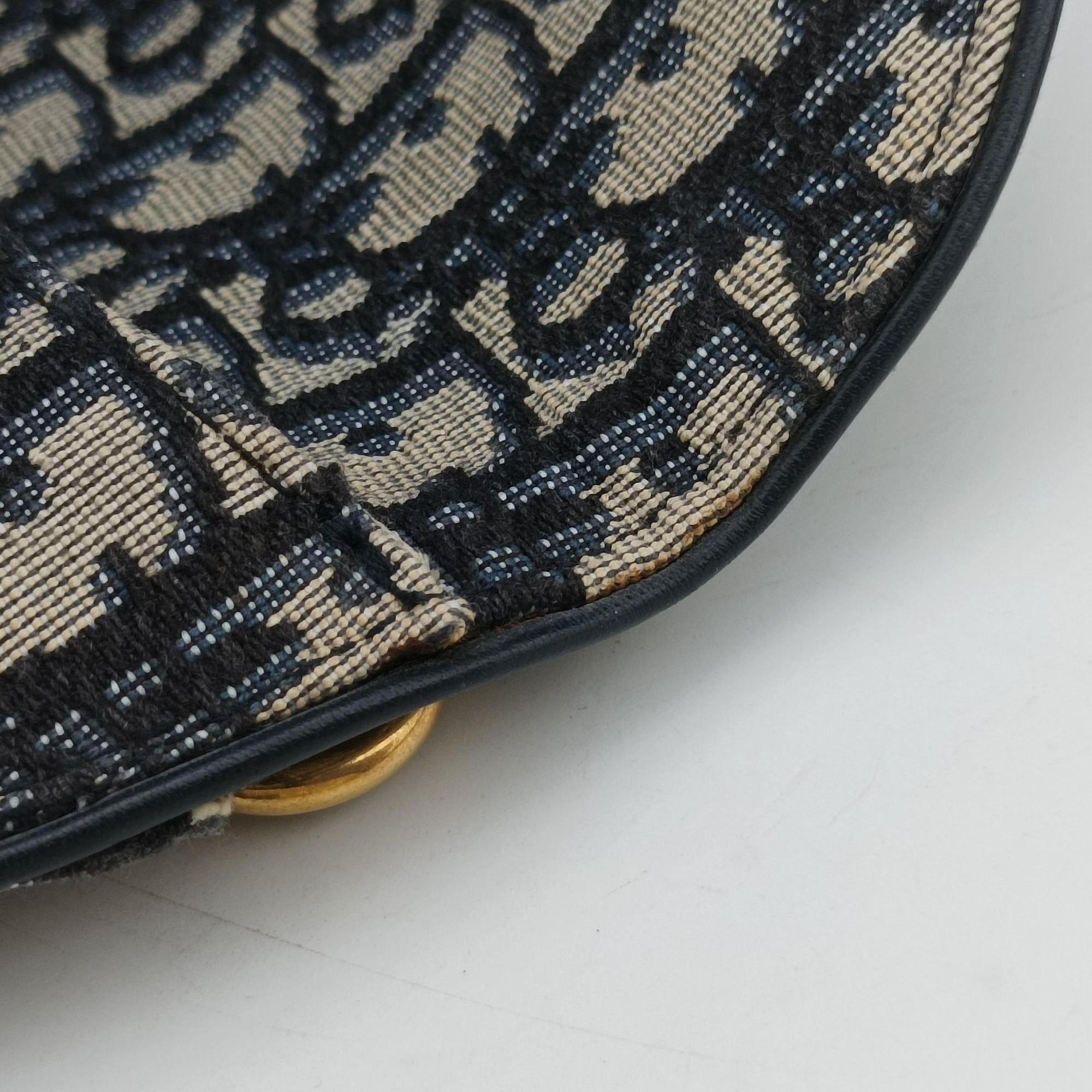 Secondhand Christian Dior Saddle Navy×Grey Jacquard×Leather  bum bag/waist bag | stylenewstar