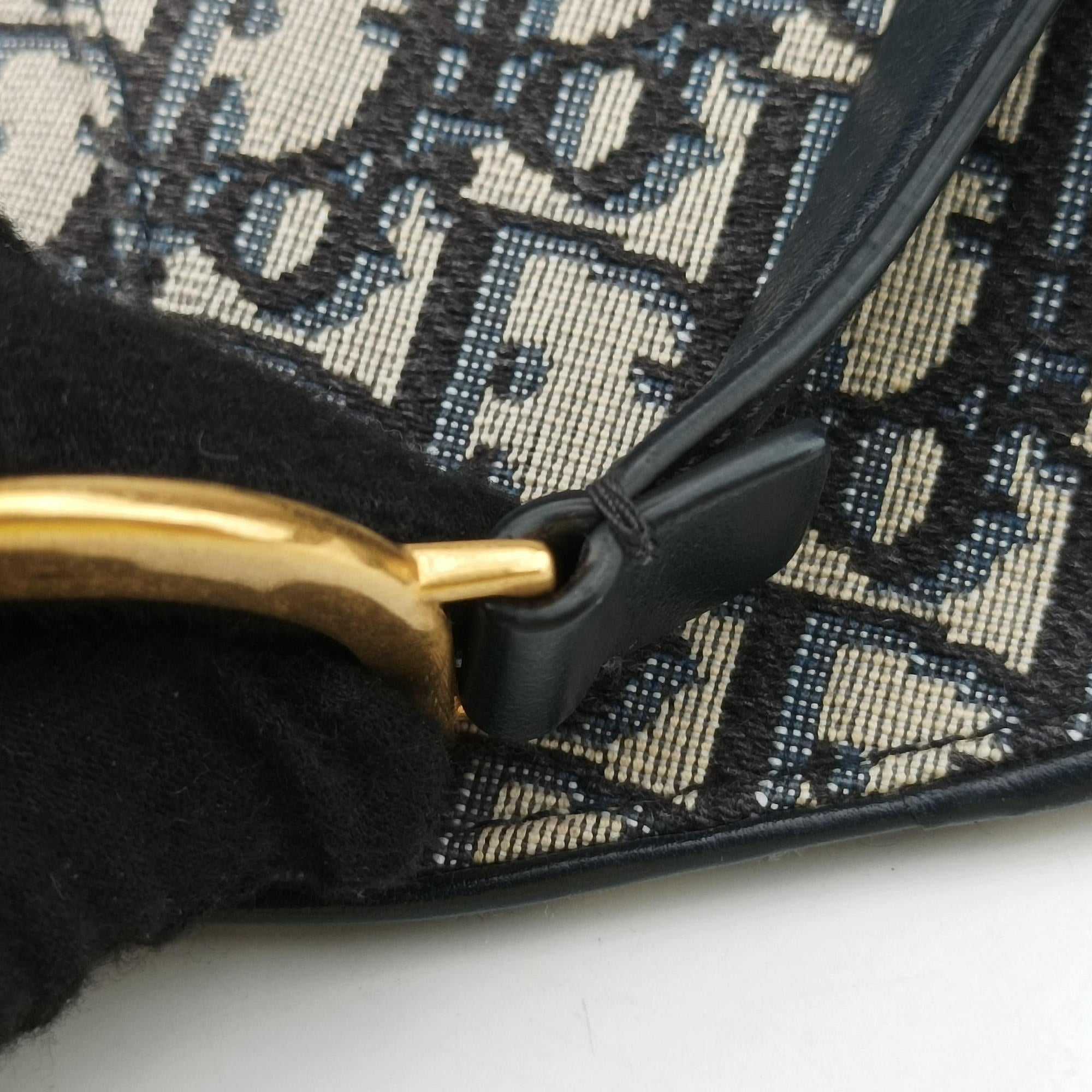 Secondhand Christian Dior Saddle Navy×Grey Jacquard×Leather  bum bag/waist bag | stylenewstar