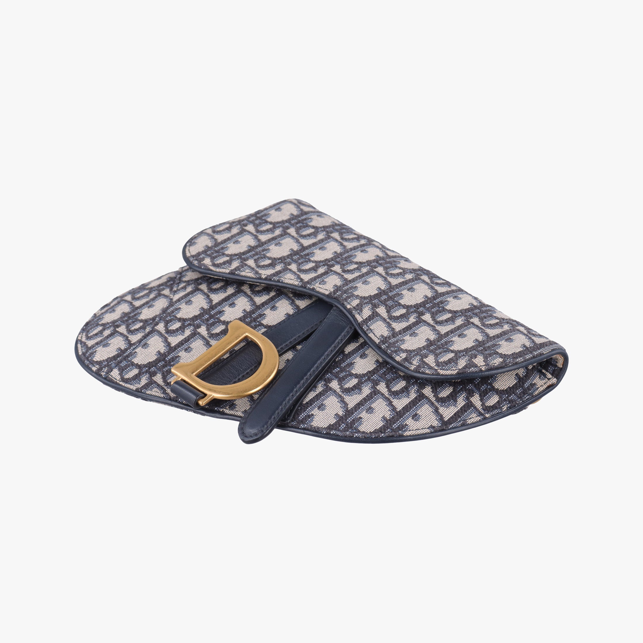 Secondhand Christian Dior Saddle Navy×Grey Jacquard×Leather  bum bag/waist bag | stylenewstar