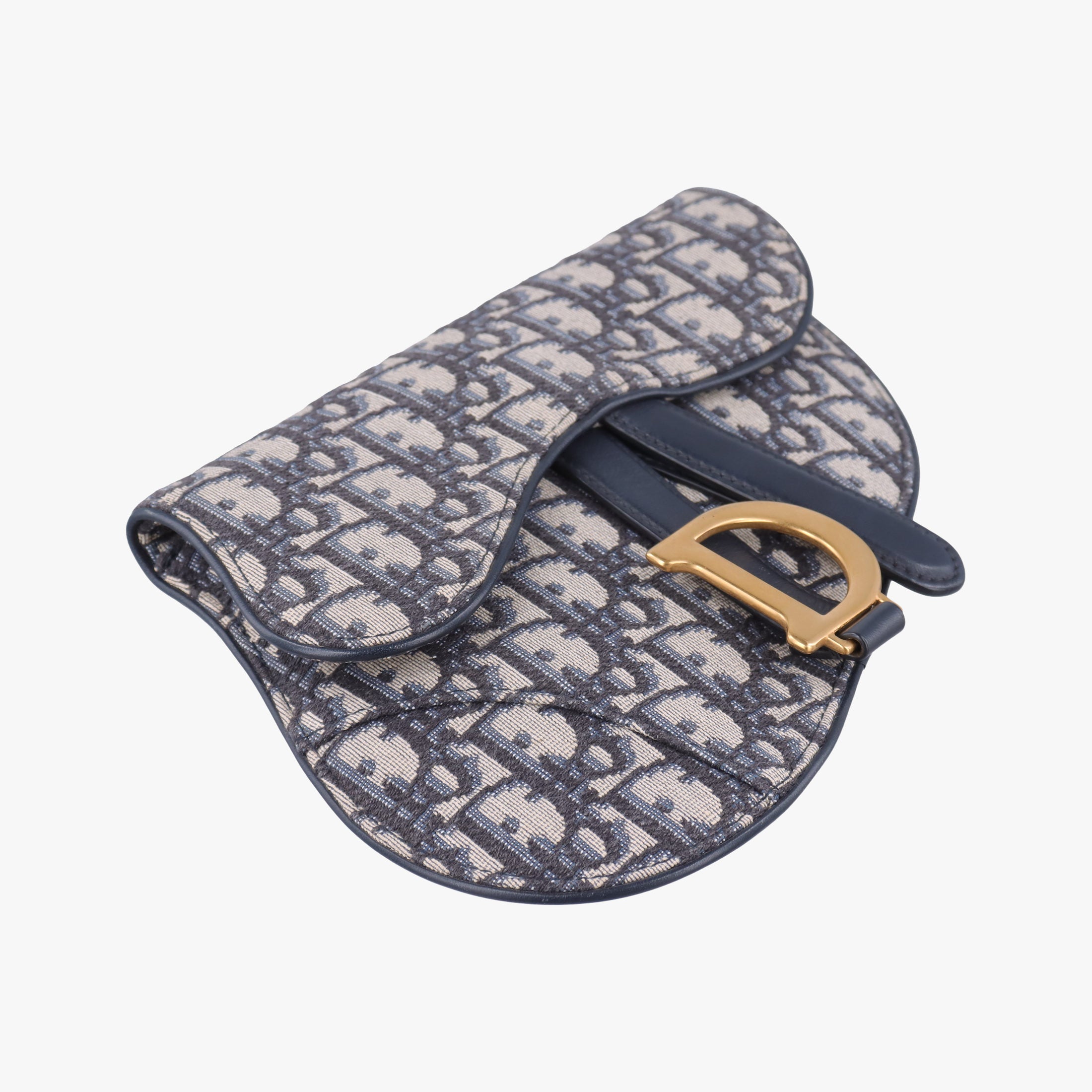 Secondhand Christian Dior Saddle Navy×Grey Jacquard×Leather  bum bag/waist bag | stylenewstar