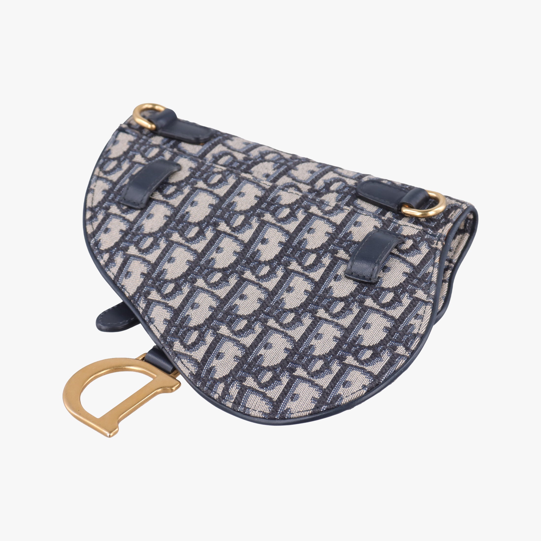 Secondhand Christian Dior Saddle Navy×Grey Jacquard×Leather  bum bag/waist bag | stylenewstar