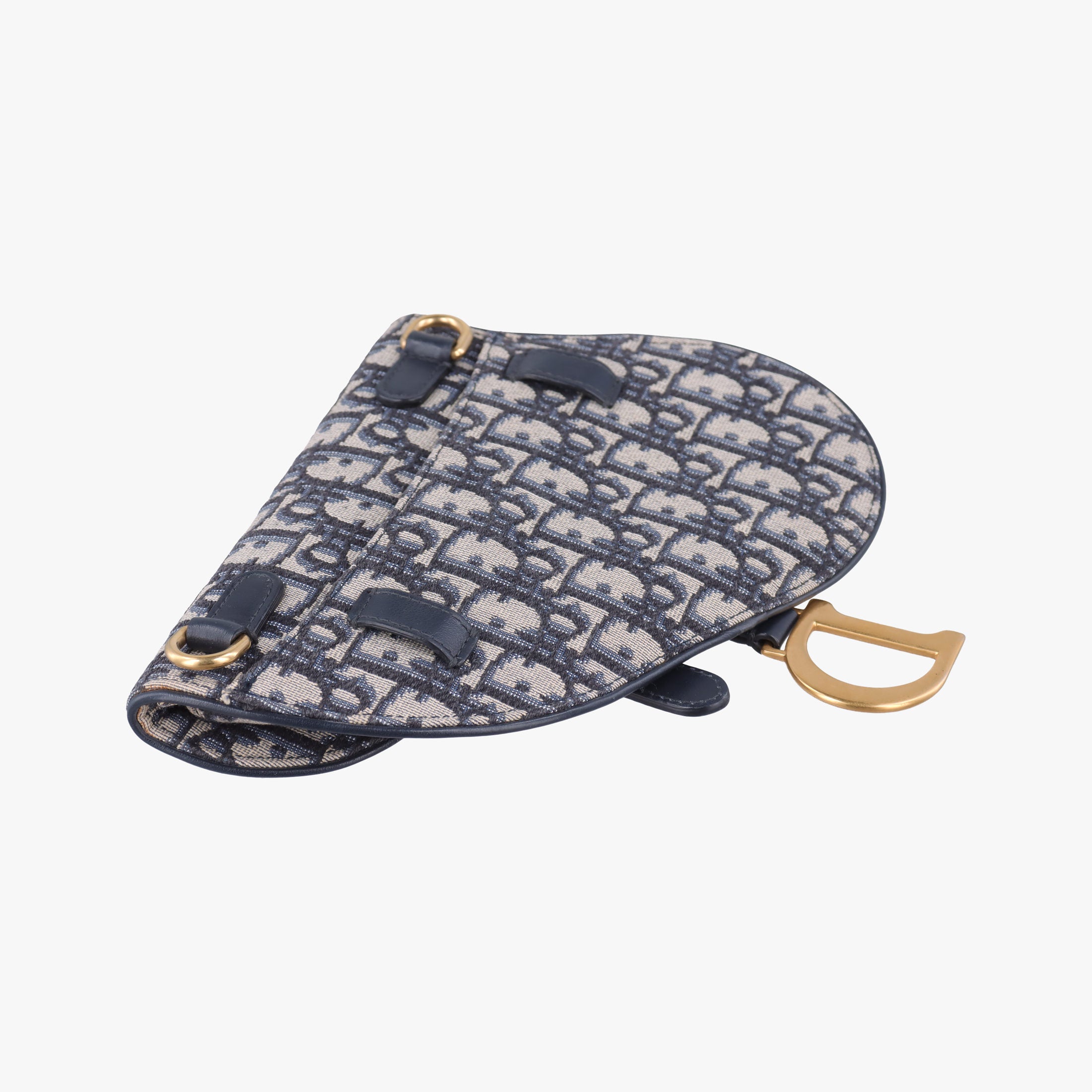 Secondhand Christian Dior Saddle Navy×Grey Jacquard×Leather  bum bag/waist bag | stylenewstar