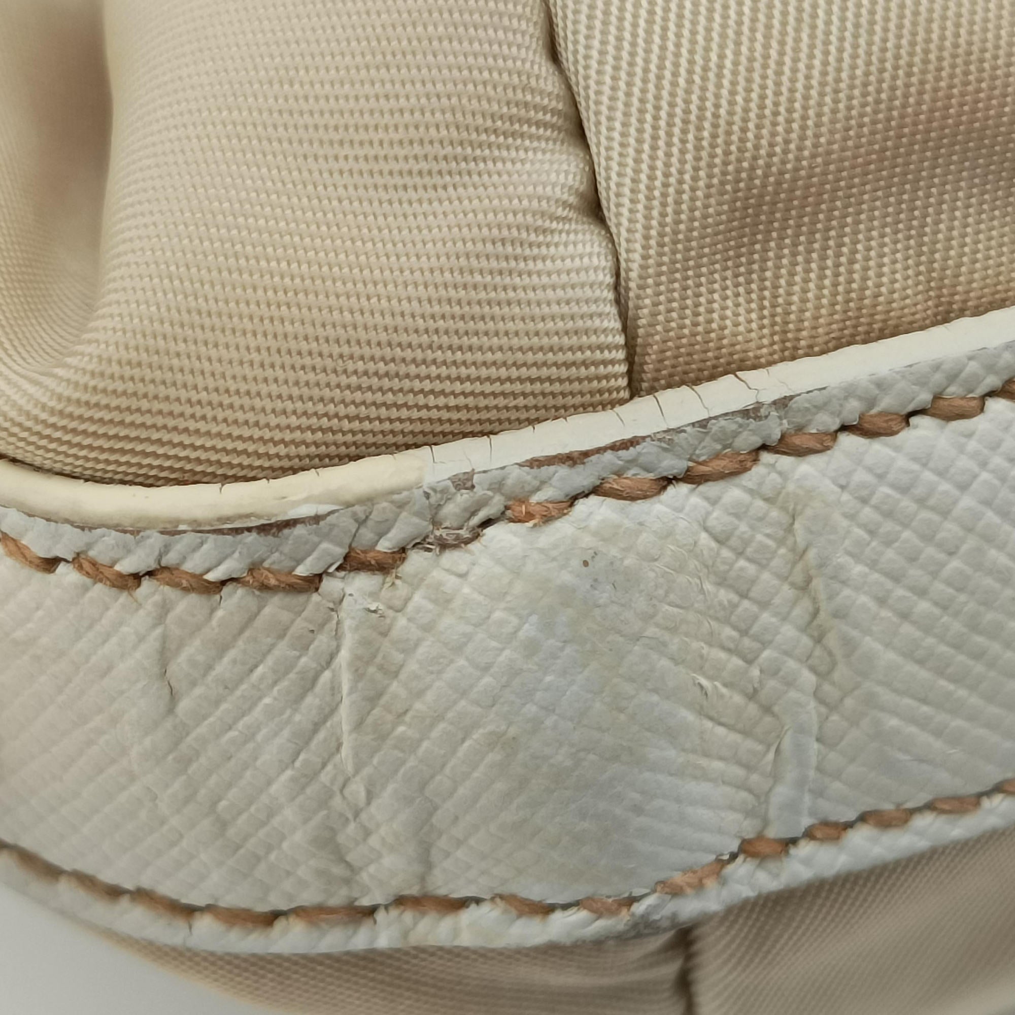 Pre-owned Prada Animalier White Tessuto Nylon & Saffiano Leather  handbag | stylenewstar