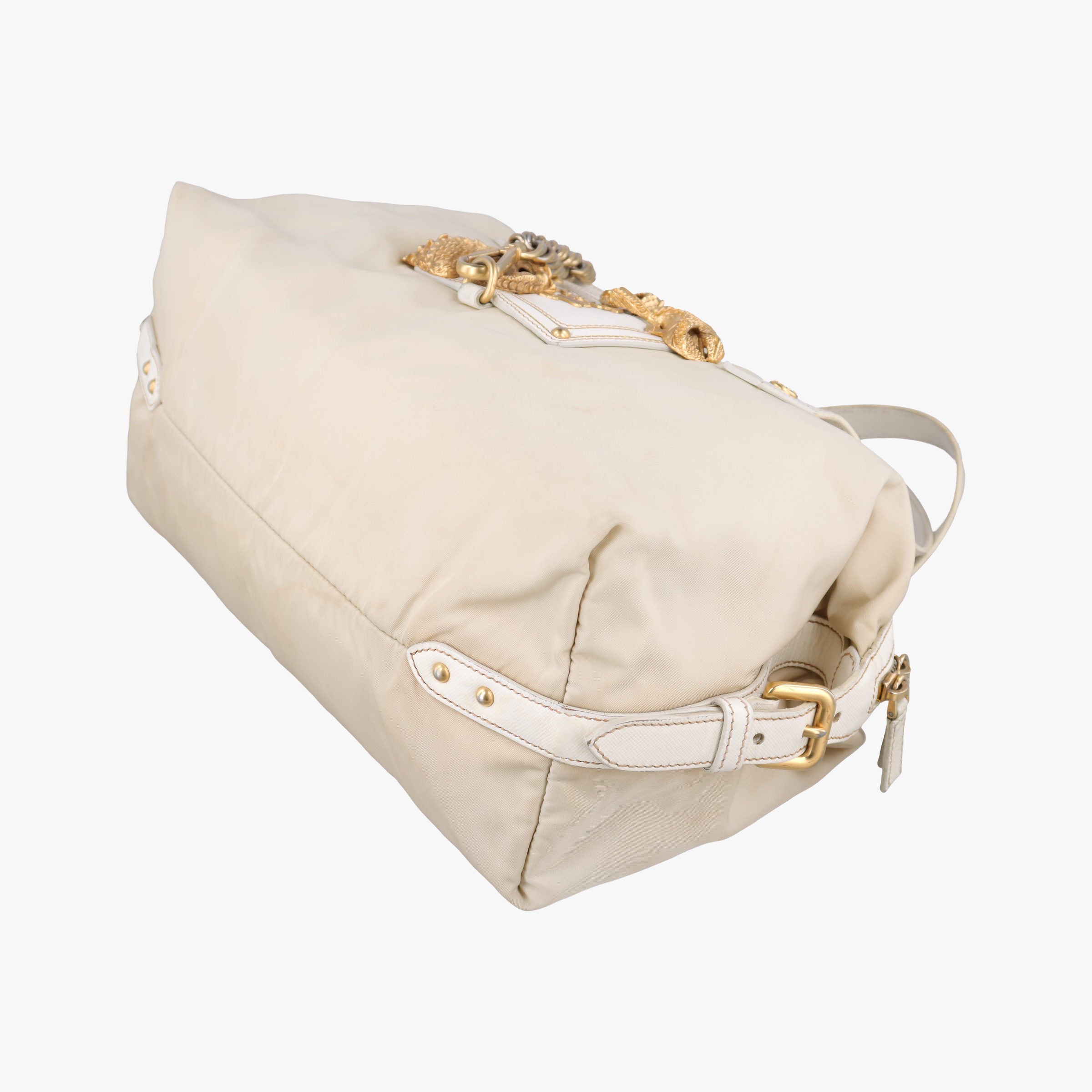 Pre-owned Prada Animalier White Tessuto Nylon & Saffiano Leather  handbag | stylenewstar