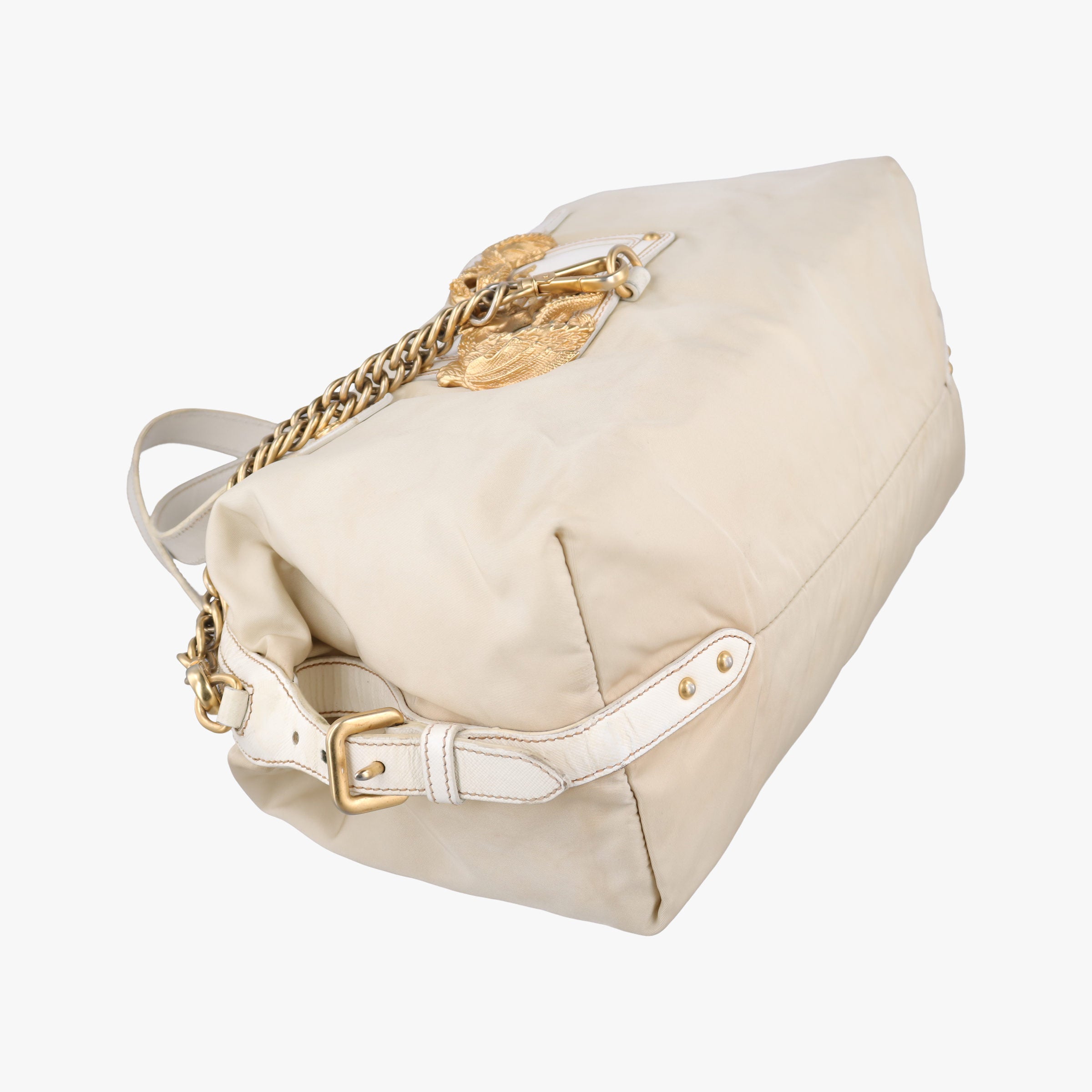 Pre-owned Prada Animalier White Tessuto Nylon & Saffiano Leather  handbag | stylenewstar