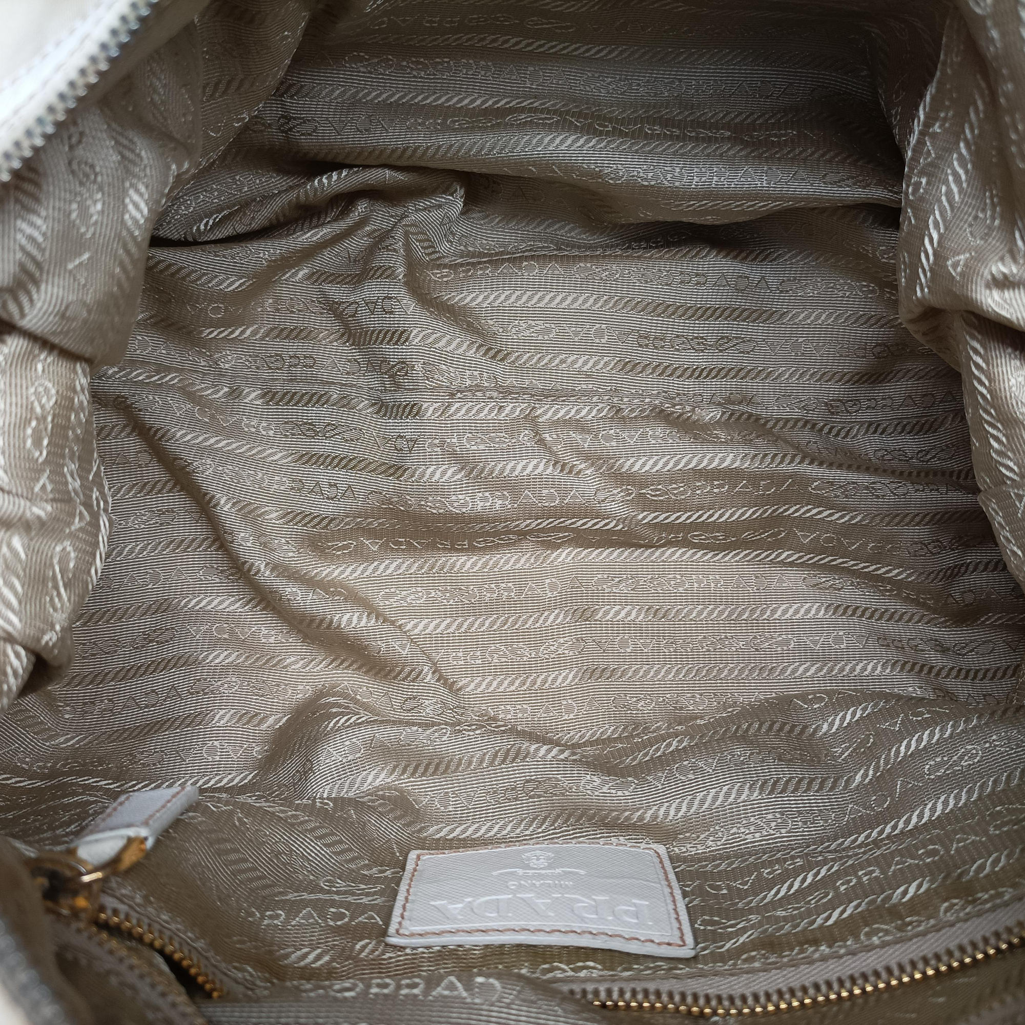 Pre-owned Prada Animalier White Tessuto Nylon & Saffiano Leather  handbag | stylenewstar