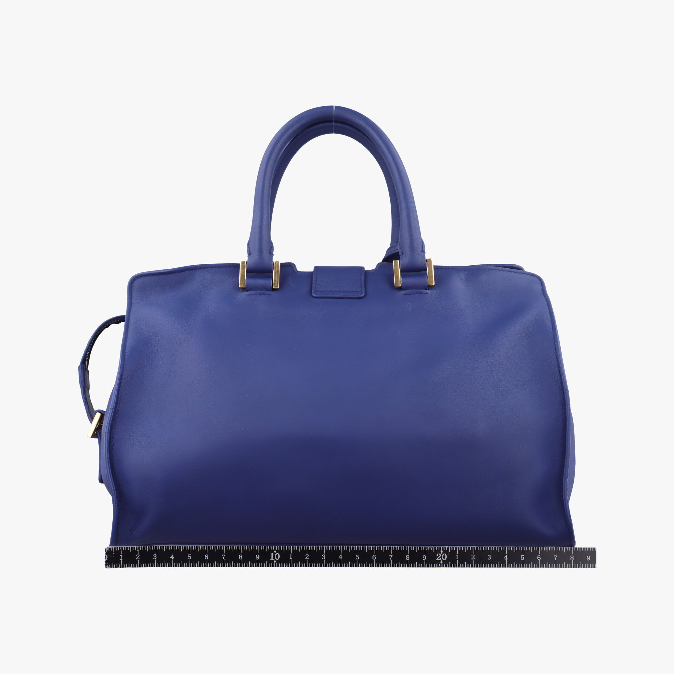 Pre-owned Yves Saint Laurent Y Ligne Petit Cabas Blue Leather 311210 shoulderbag | stylenewstar
