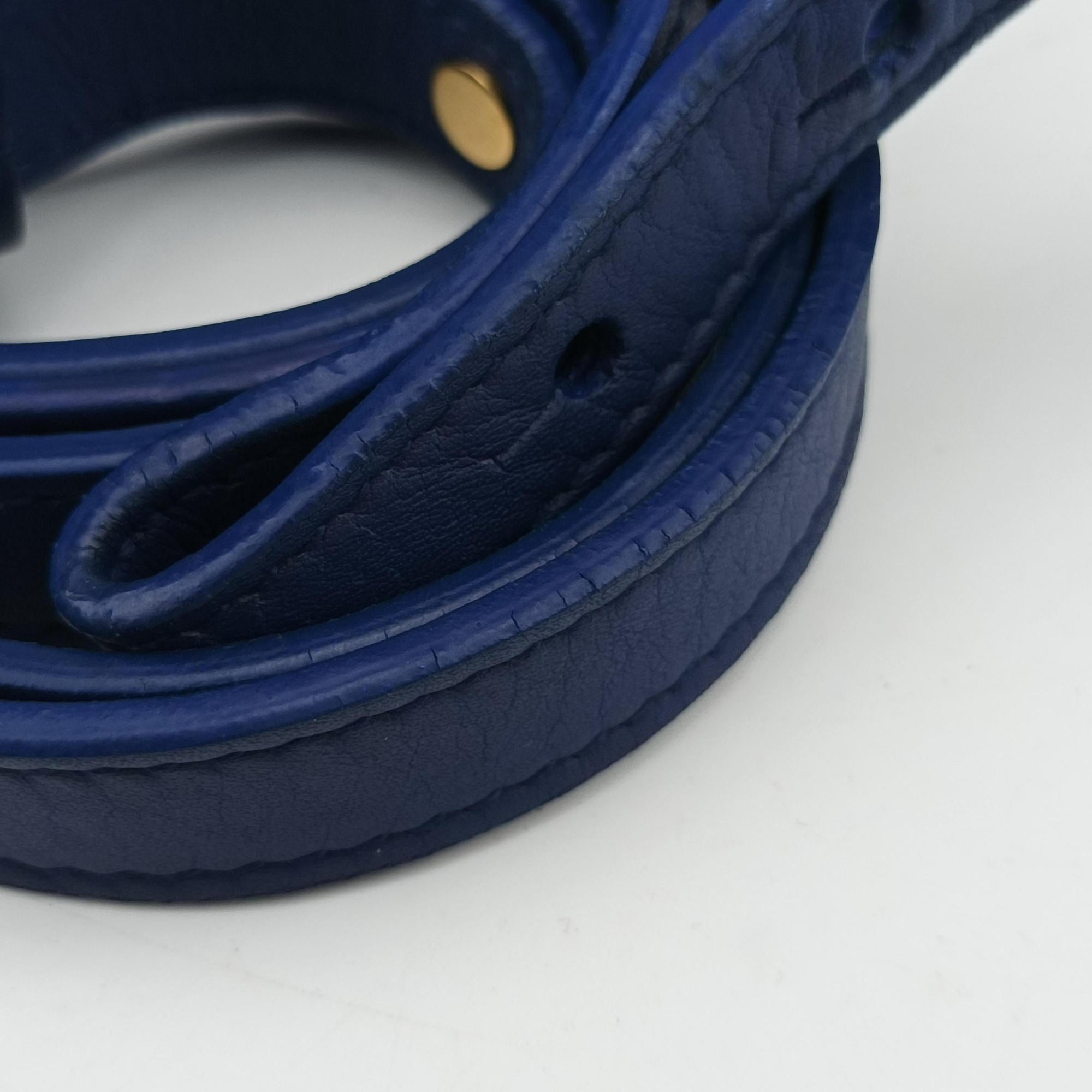 Pre-owned Yves Saint Laurent Y Ligne Petit Cabas Blue Leather 311210 shoulderbag | stylenewstar